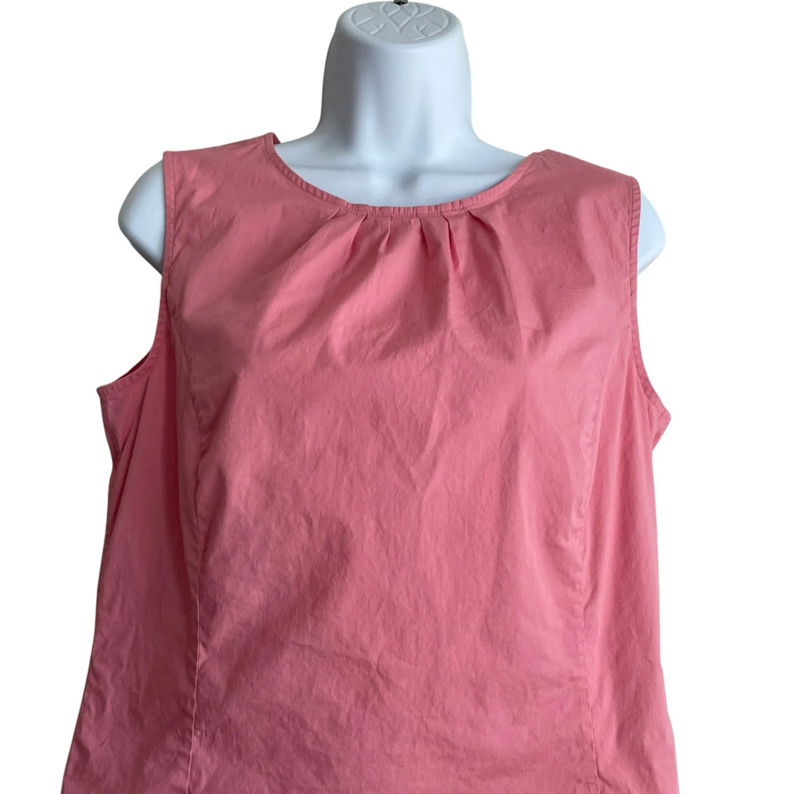 Talbots Women Top‎ 12P Coral Pleated Beachy Coastal Travel Fairy Girly Cotton - Image 4