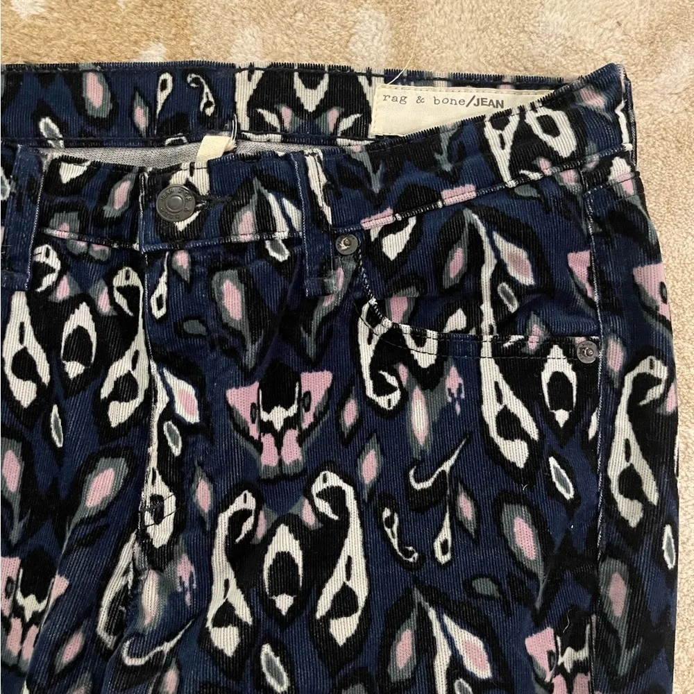 Rag & Bone Ikat blue pink white skinny corduroy jeans women’s size 27 - Image 3