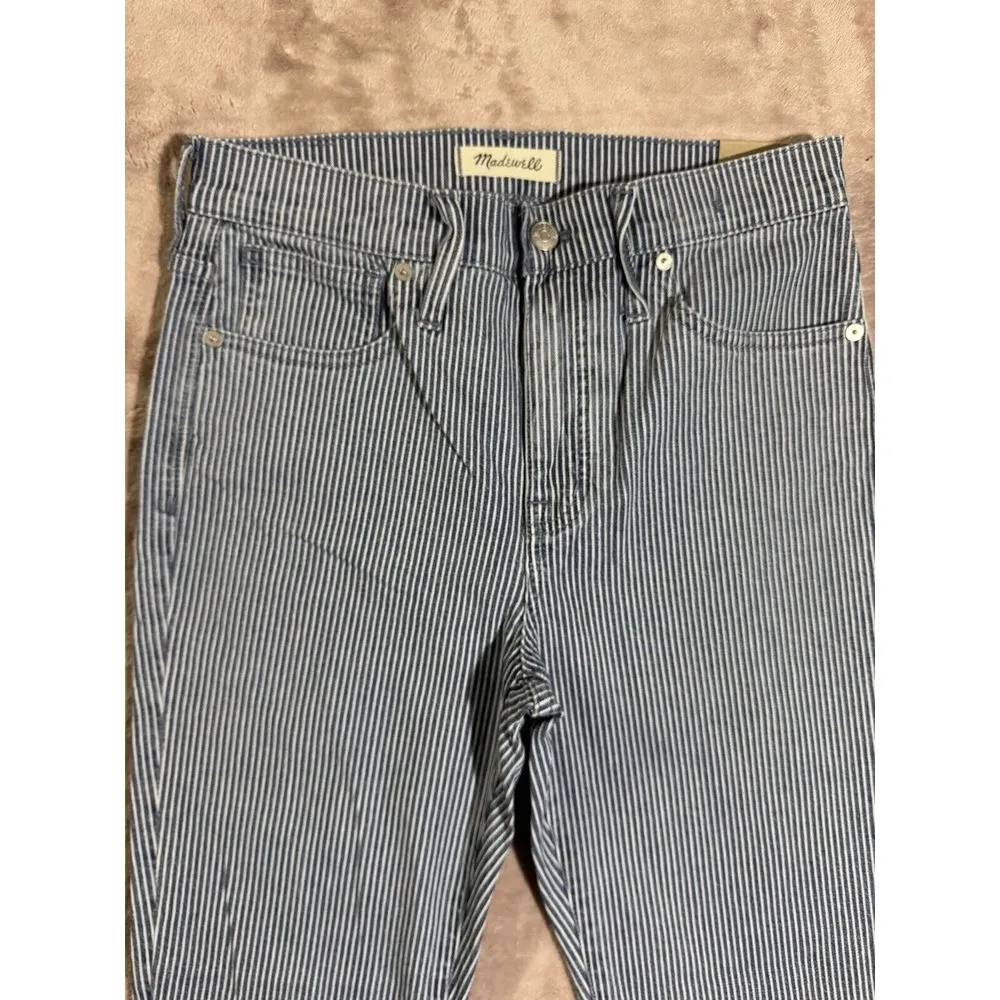 Madewell Womens Skinny Jeans Blue White Mid Rise Striped Size 28‎ NWT - Image 2