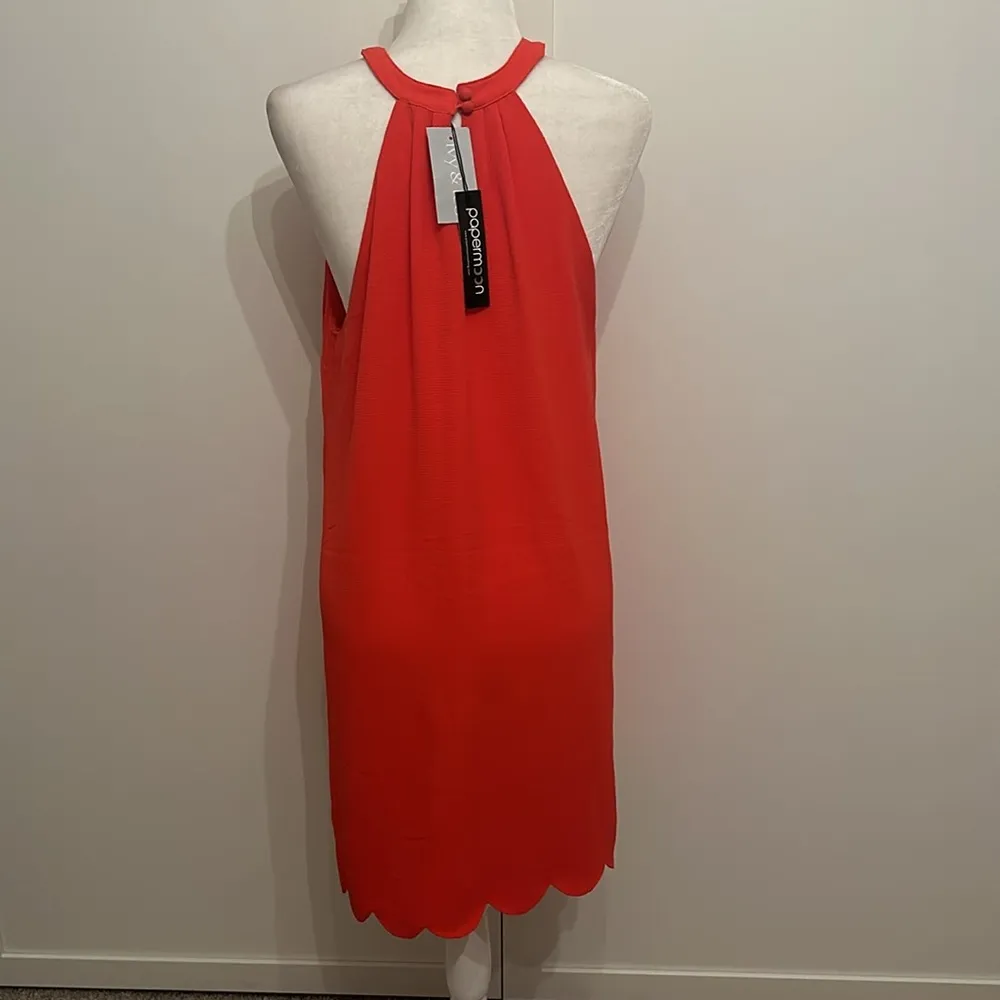 NWT Papermoon Orange Halter Neck Scalloped Hem Dress Sz M - Image 4