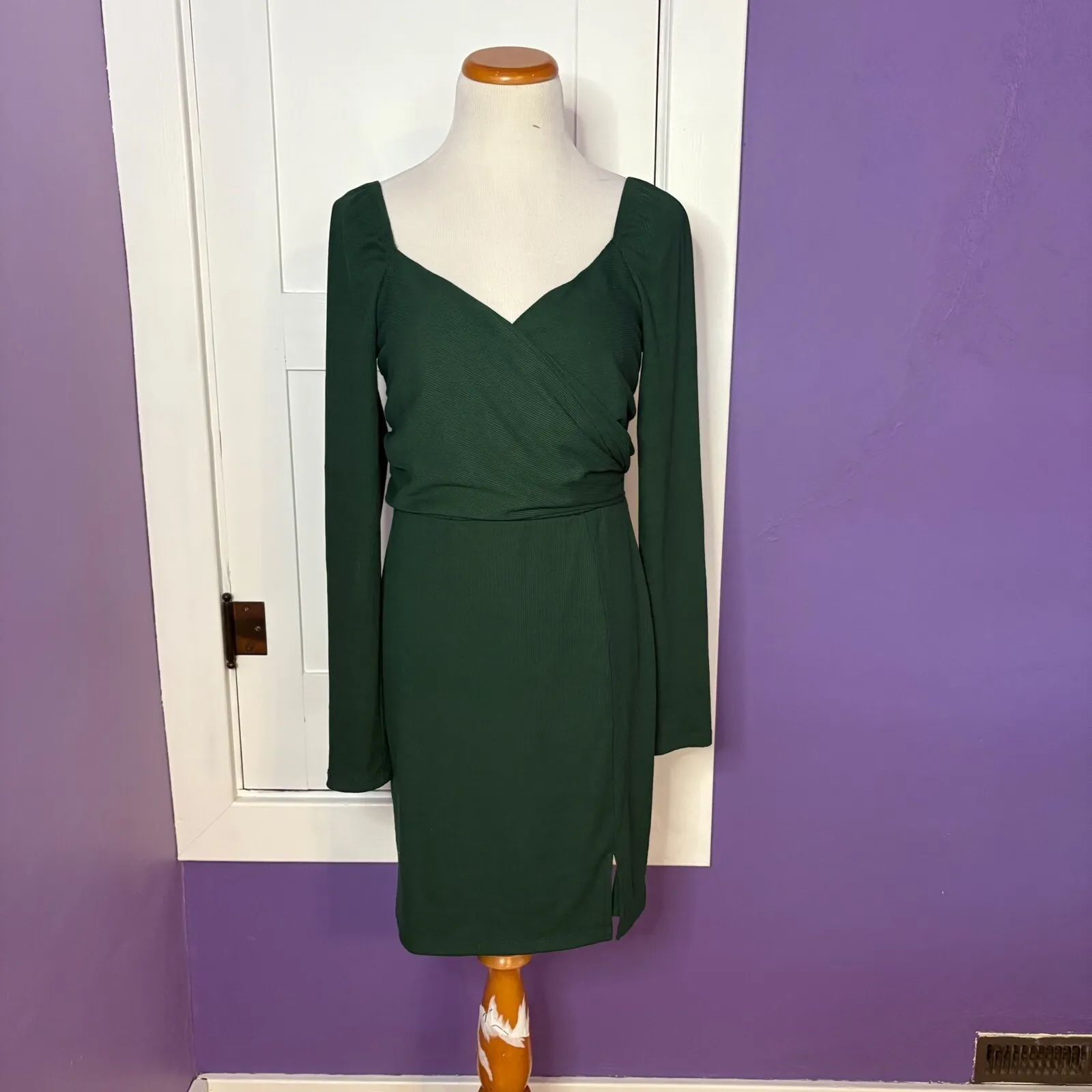 Hello Molly Green Kind‎ of Voodoo Dress Mini Green Long Sleeve Sweetheart Large - Image 2