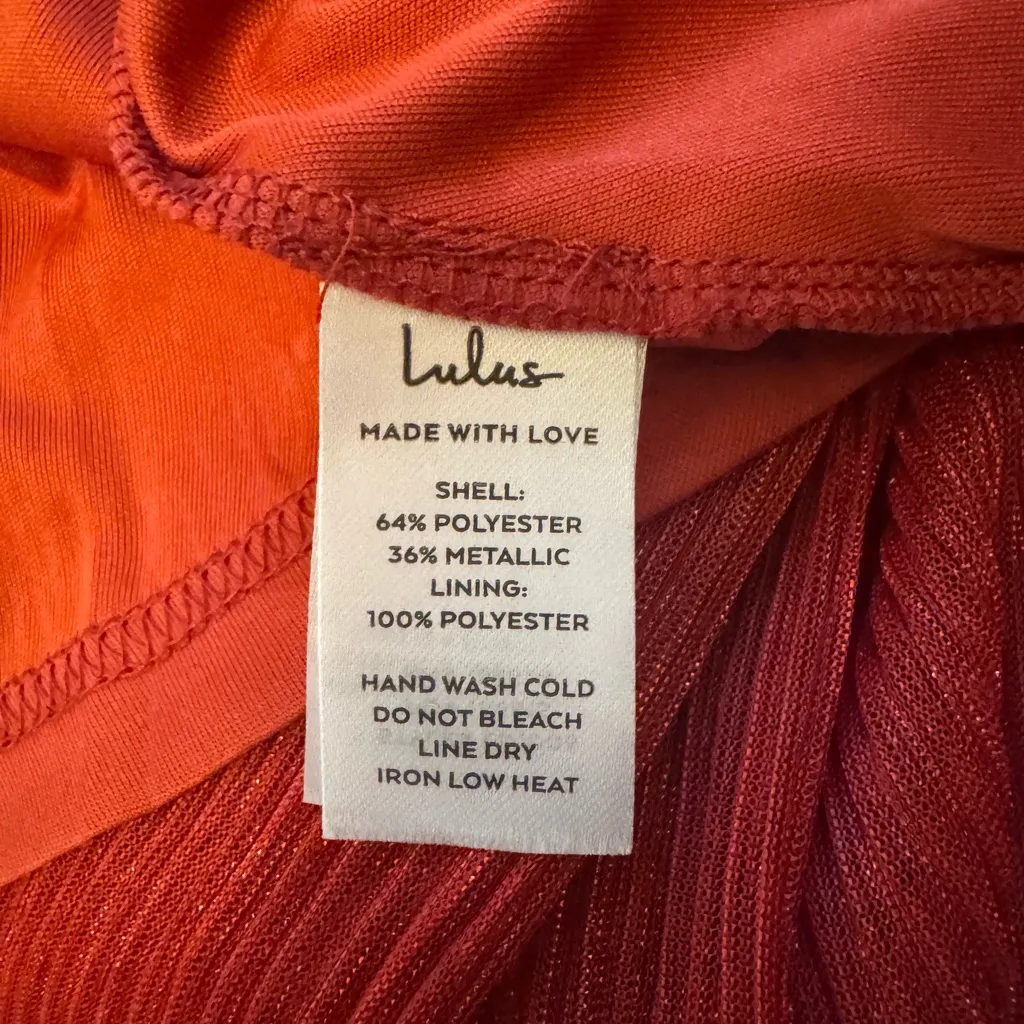 Lulus  NWT Red Mini Dress Metallic Deep VNeck Low Cut Ribbed - Image 8