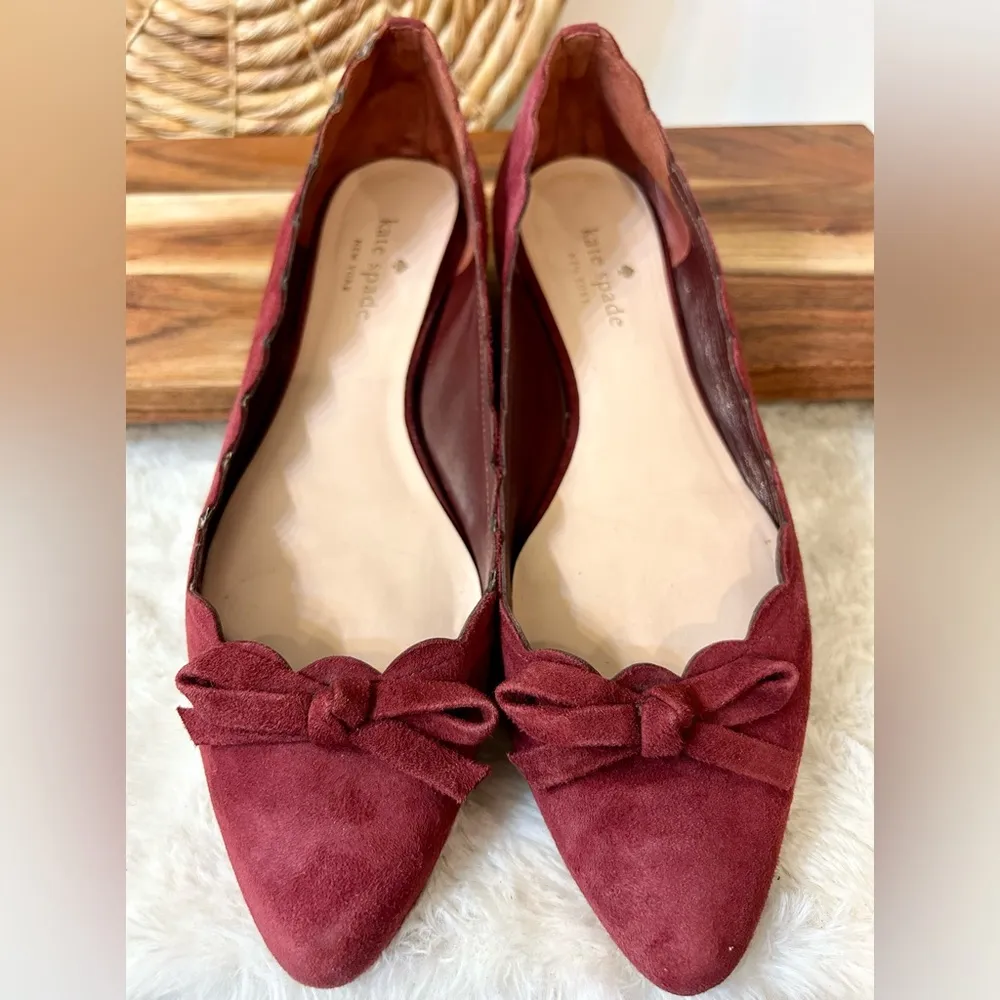 New York Eleni Petaled Ballet Flats in Dark Red Size 8 - Image 8