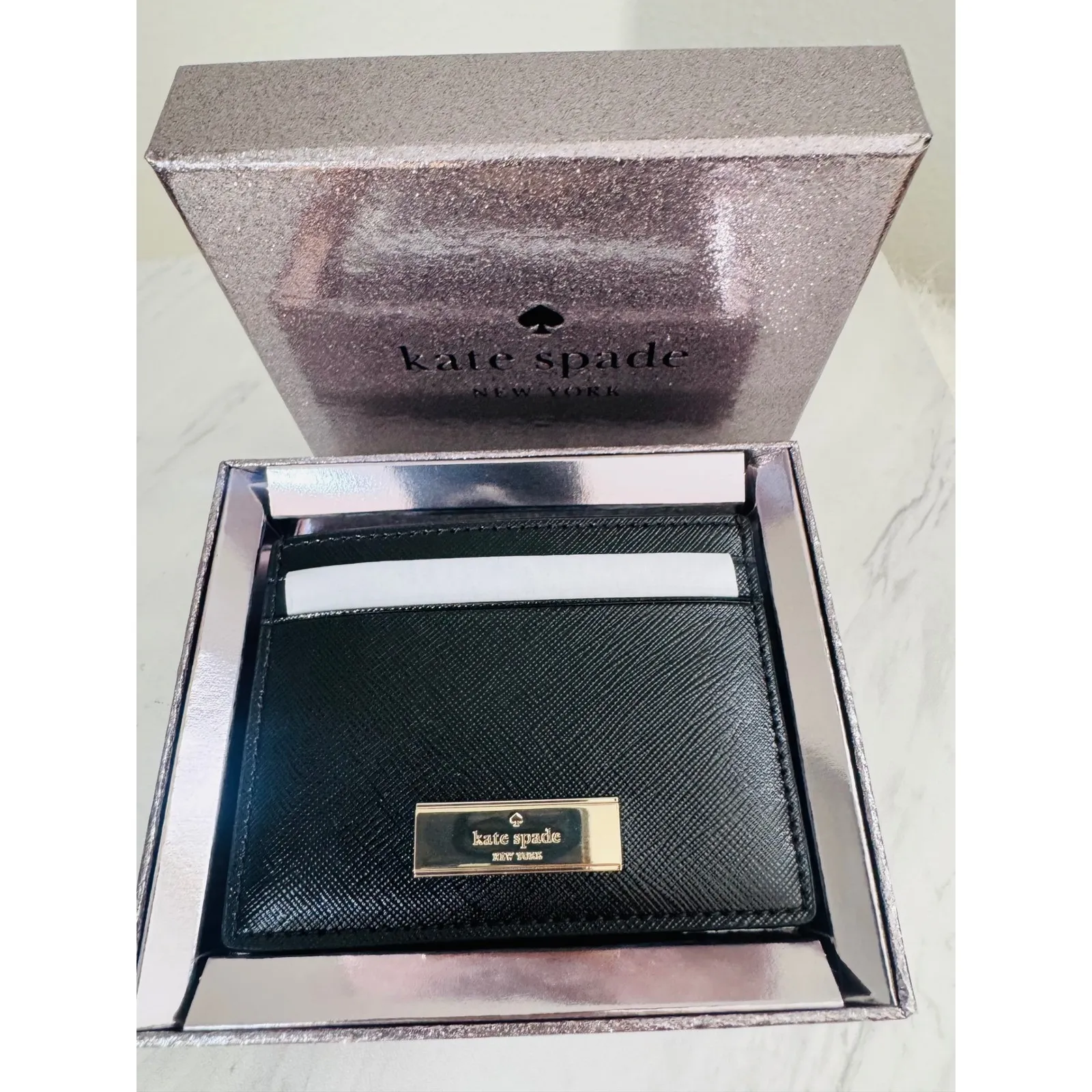 Kate Spade Kenzie Card Case, Slim Chic, Designer, Black Leather, NWT - Image 6