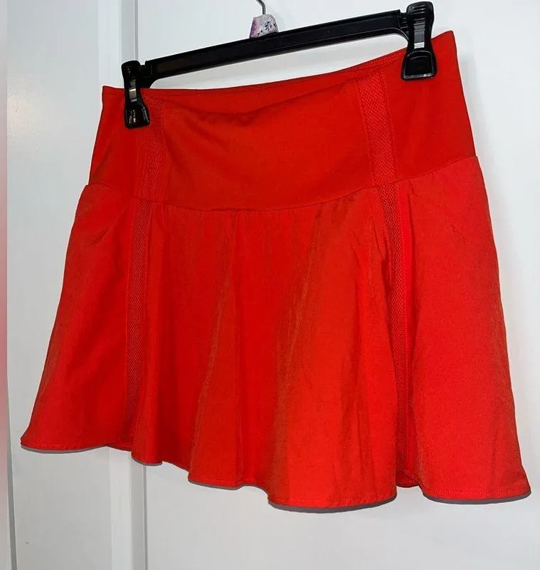 CRZ Yoga Red High Waisted Tennis Mini Pleated Skirt Spandex Inner Shorts Skort - Image 6