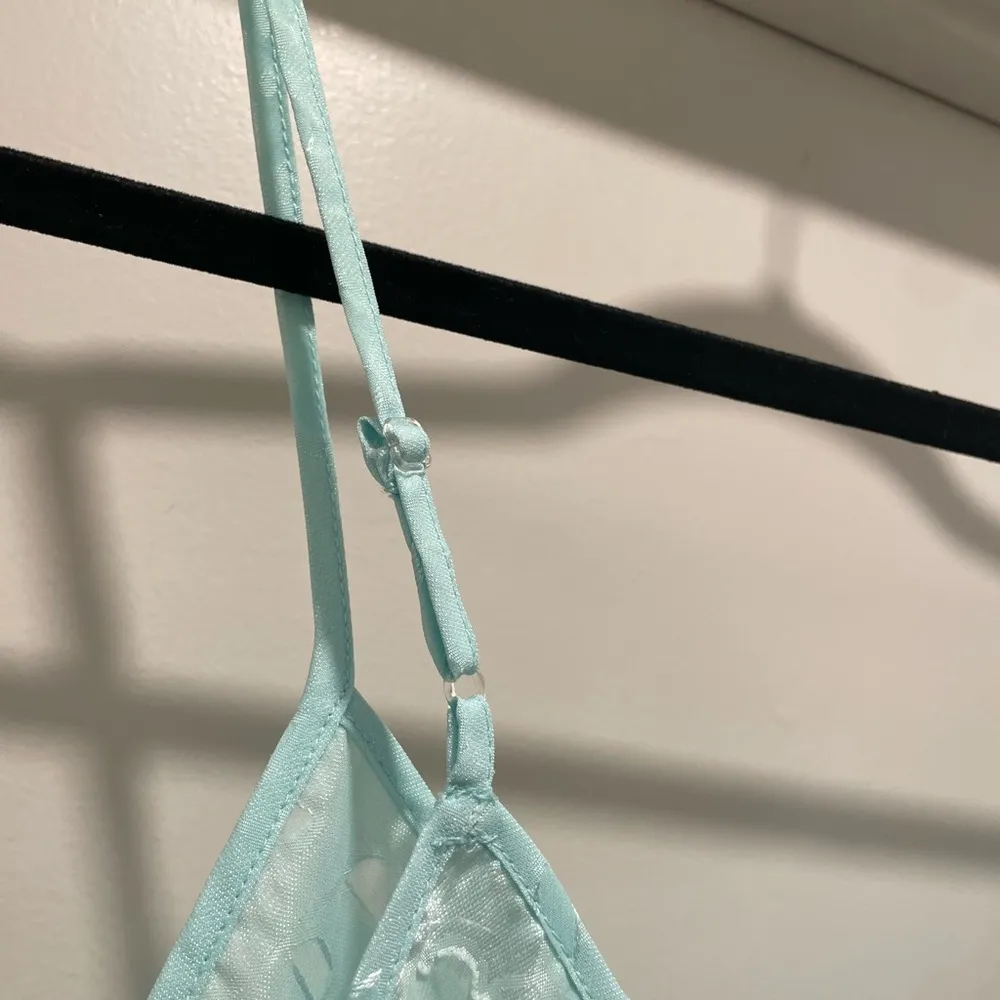 VTG 90s Cinema Etoile Aqua Blue Floral Camisole Cami Tank Top - Image 10