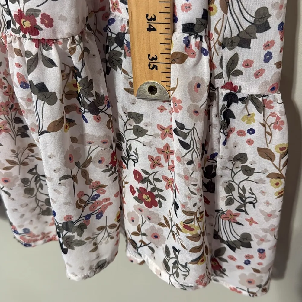 Allegra K sz large Floral chiffon flutter sleeve Ruffle hem dress elastic waist - Image 5