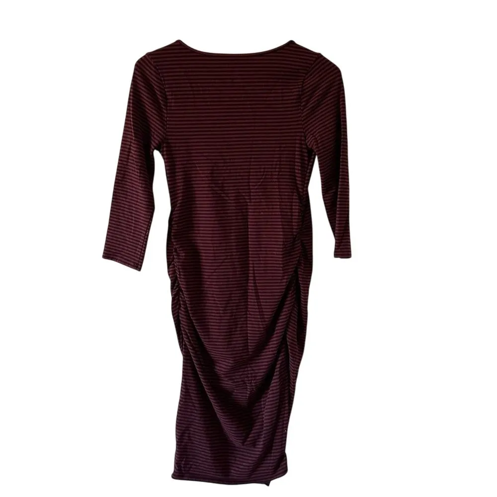 Isabel Maternity Red and Black Stripe Dress Dark Cherry Red Size undefined - Image 2