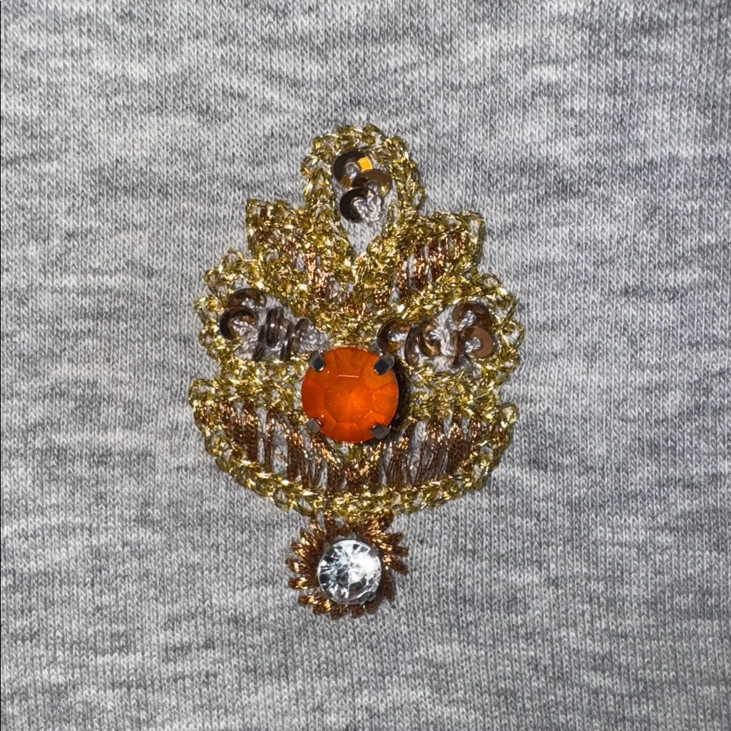 Crown & Ivy Gateway To Bali Long Sleeve Top Shirt Gray Women’s XL Embroidered - Image 5