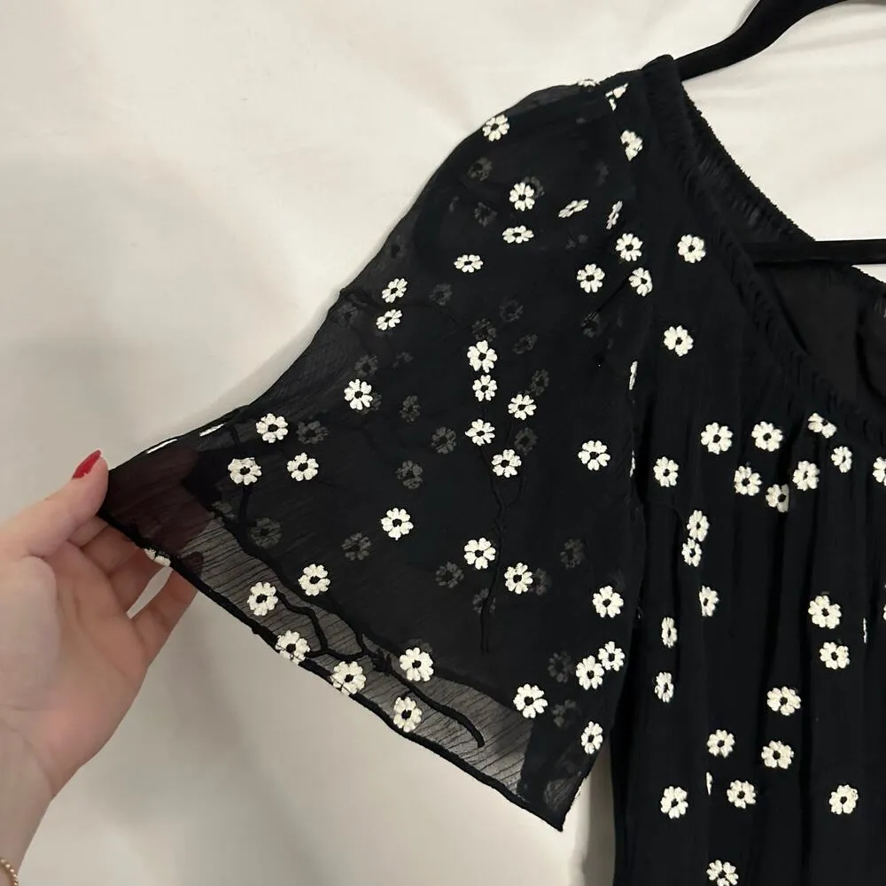 Rebecca Taylor Alessandra Floral-Embroidered Dress Black Size 2 - Image 3