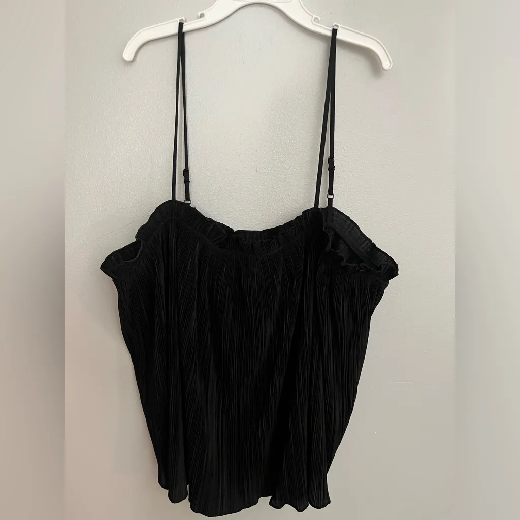 Madewell Texture &‎ Thread Micropleat Tank Top Black NWT Size M - Image 4