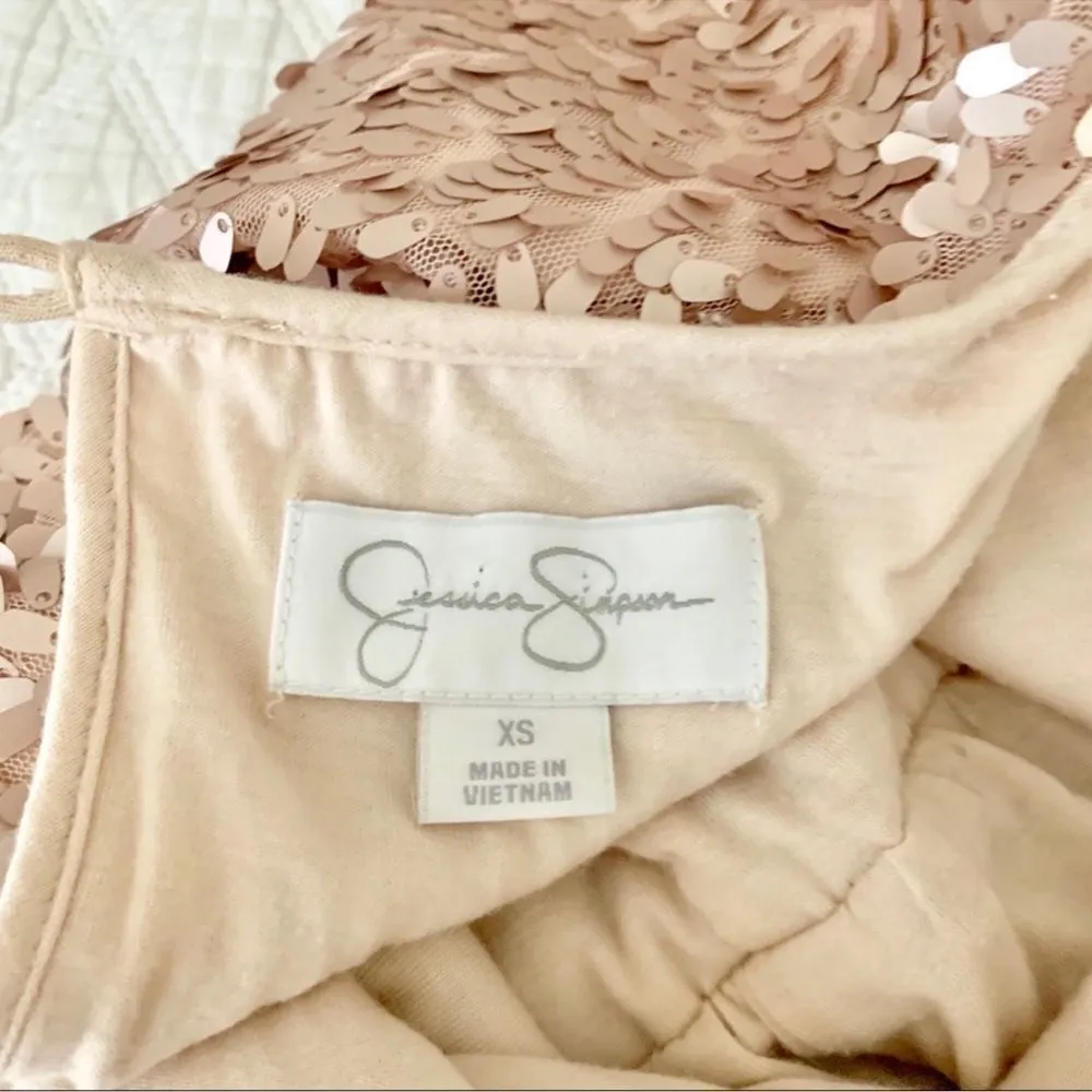 Jessica Simpson Dress Sequence Cold‎ Shoulder Blush C27 - Image 8