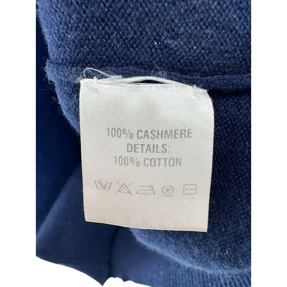 Hadleigh's‎ Cardigan Crewneck Knit 100% Cashmere Navy Blue Elbow Patch Size 42 - Image 3