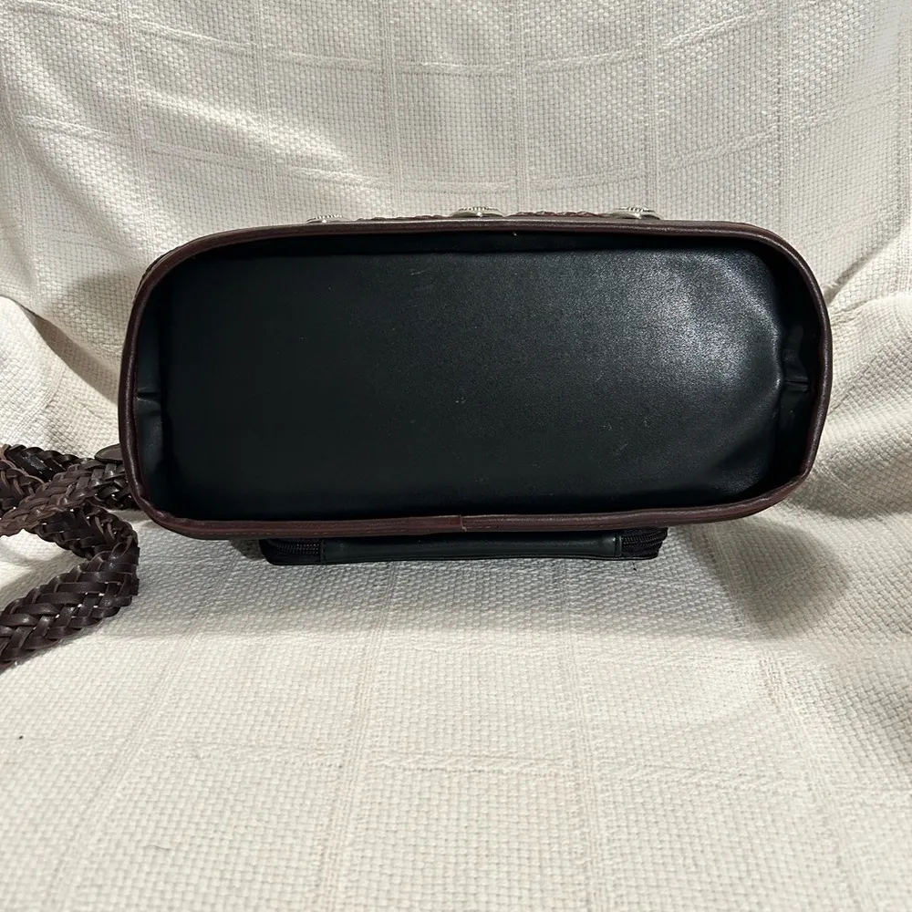 Western Inspired Brown and Black Crossbody Bag with Textured Leather - Image 6