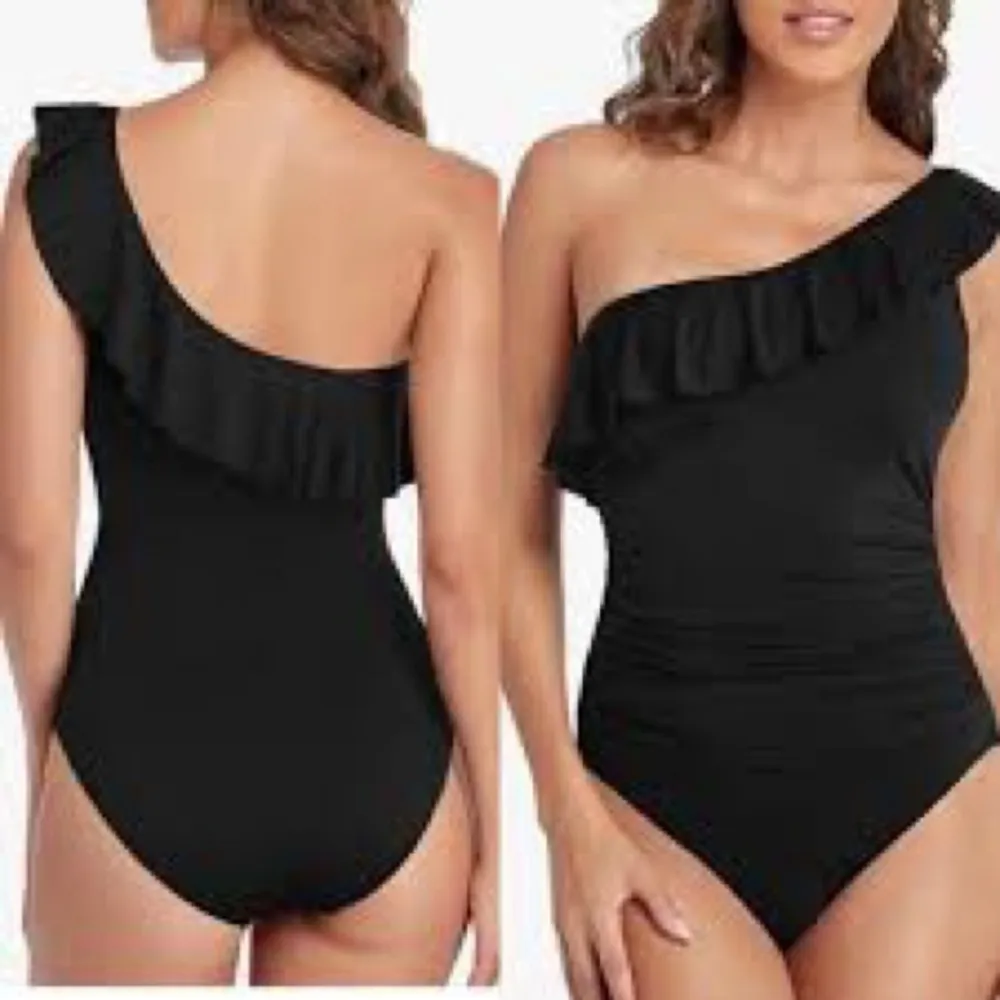 Hilor one piece swimsuit ruffle‎ one shoulder royal blue women’s size 8 - Image 2