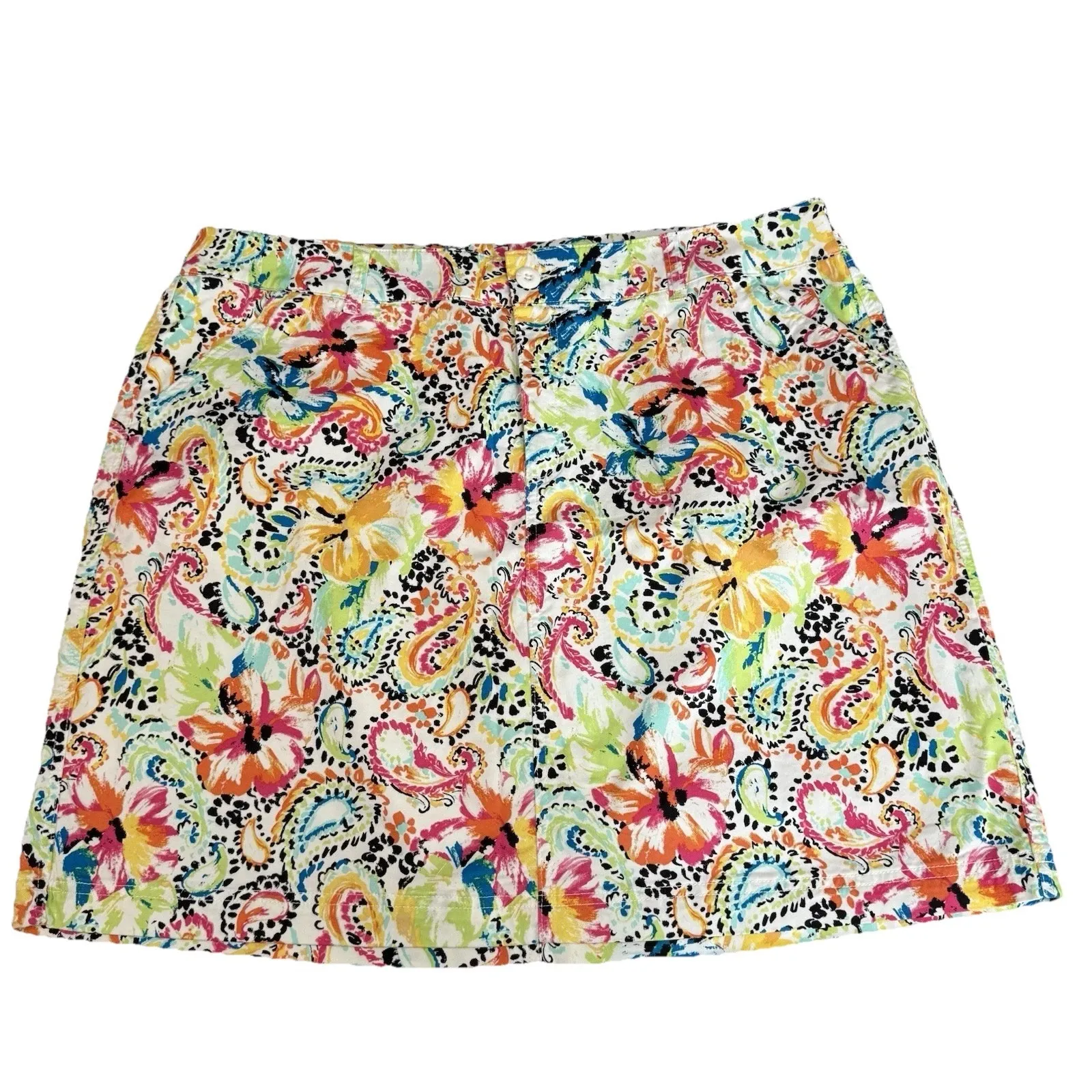 NWT CJ Banks Colorful Tropical Floral Paisley Skort Size 22W Pockets - Image 3