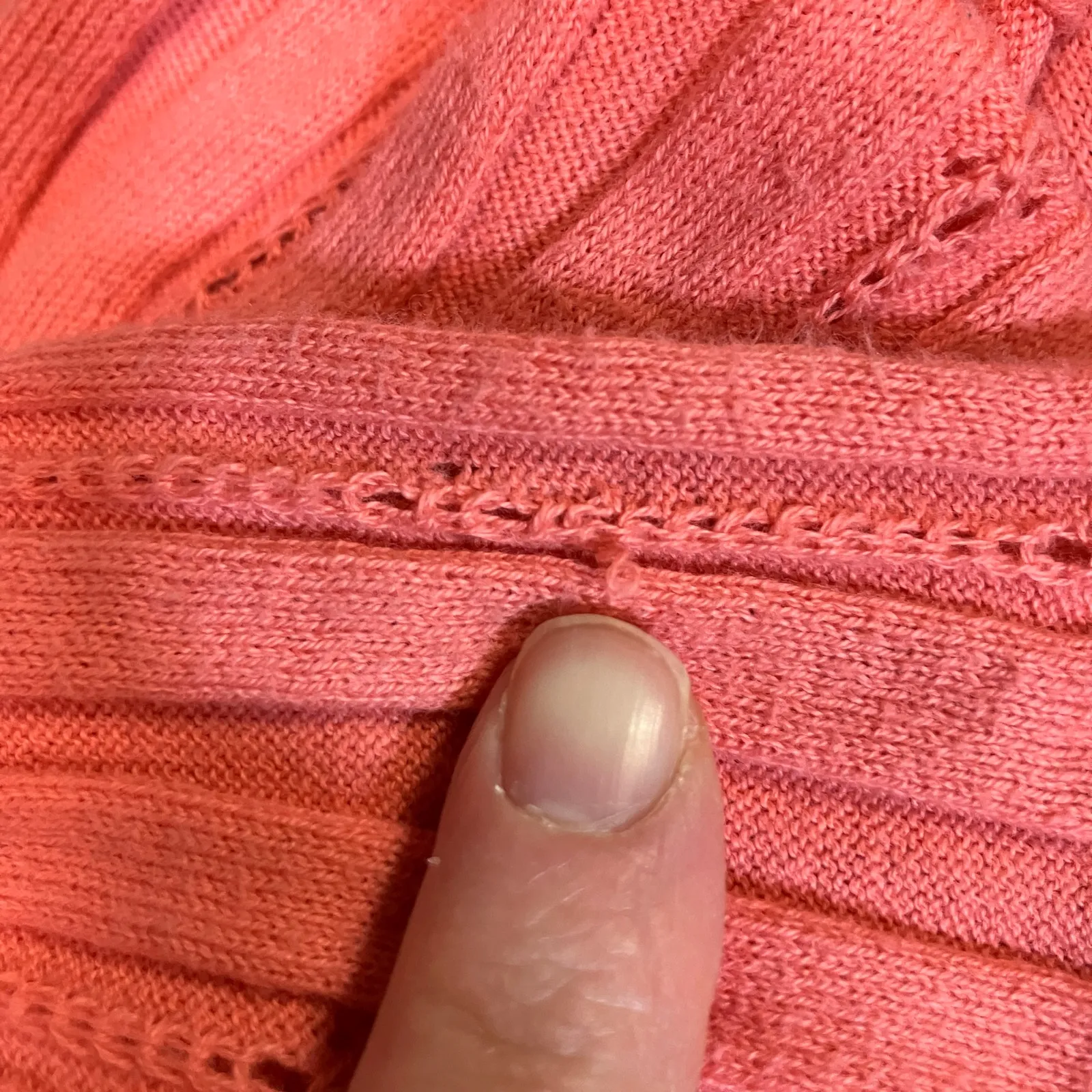 Old Navy Y2k Shirt Sz L Pink Coral Ribbed V Neck Fitted Long Sleeve 00s - Image 11