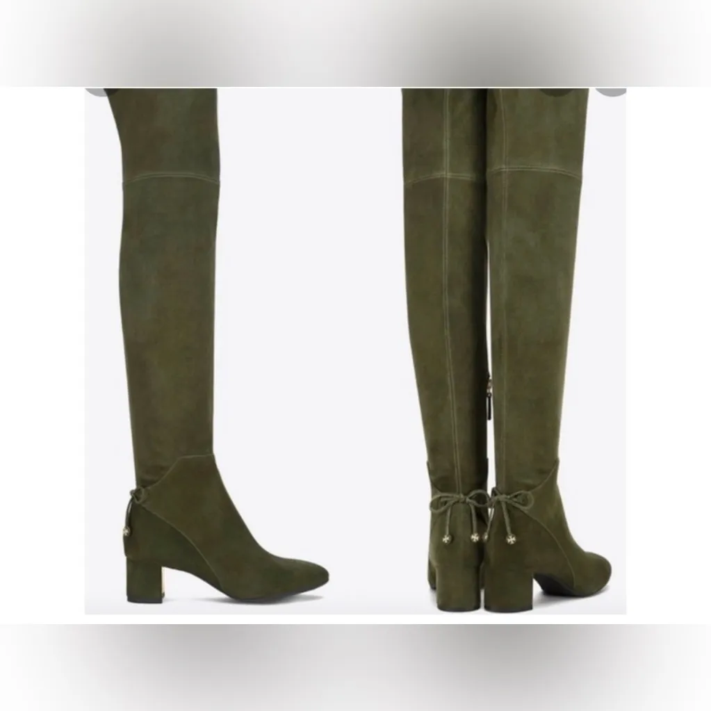 Rare Color Tory Burch Laila Over The Knee Suede Boots Green Size 7.5 - Image 4