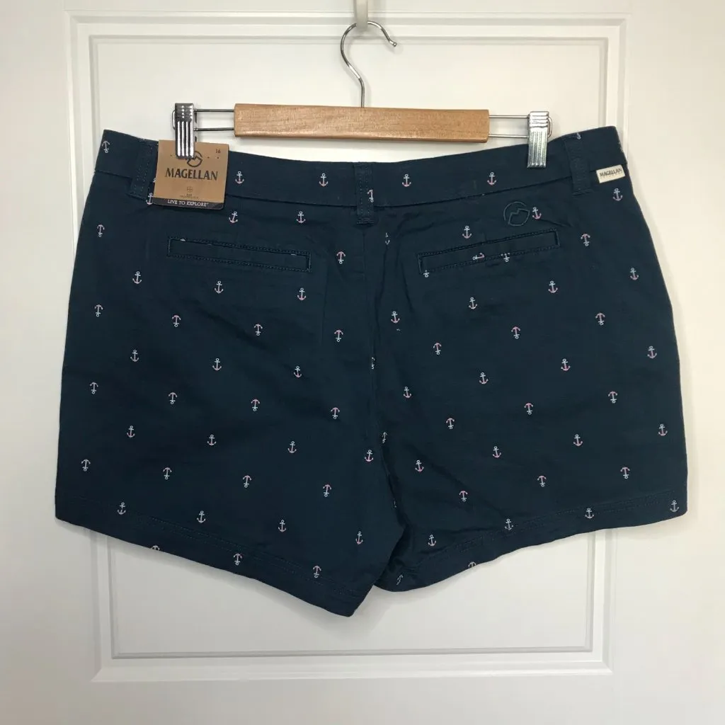 Magellan Happy Camper Shorts Women's Plus Size 16 Cotton, Nautical Anchor Print - Image 3
