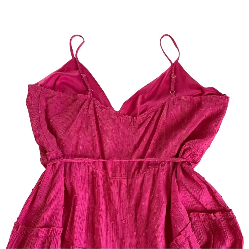 Francesca’s Blue Rain Christina Magenta Pink Clip Dot Surplice Mini Dress Large - Image 9