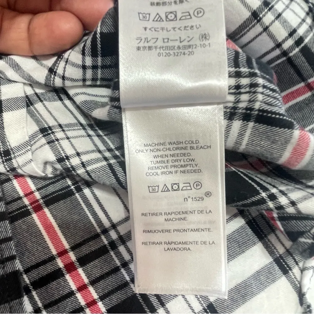 Lauren Ralph Lauren Plaid Non Iron Dress Shirt S White Black Red Blouse - Image 10