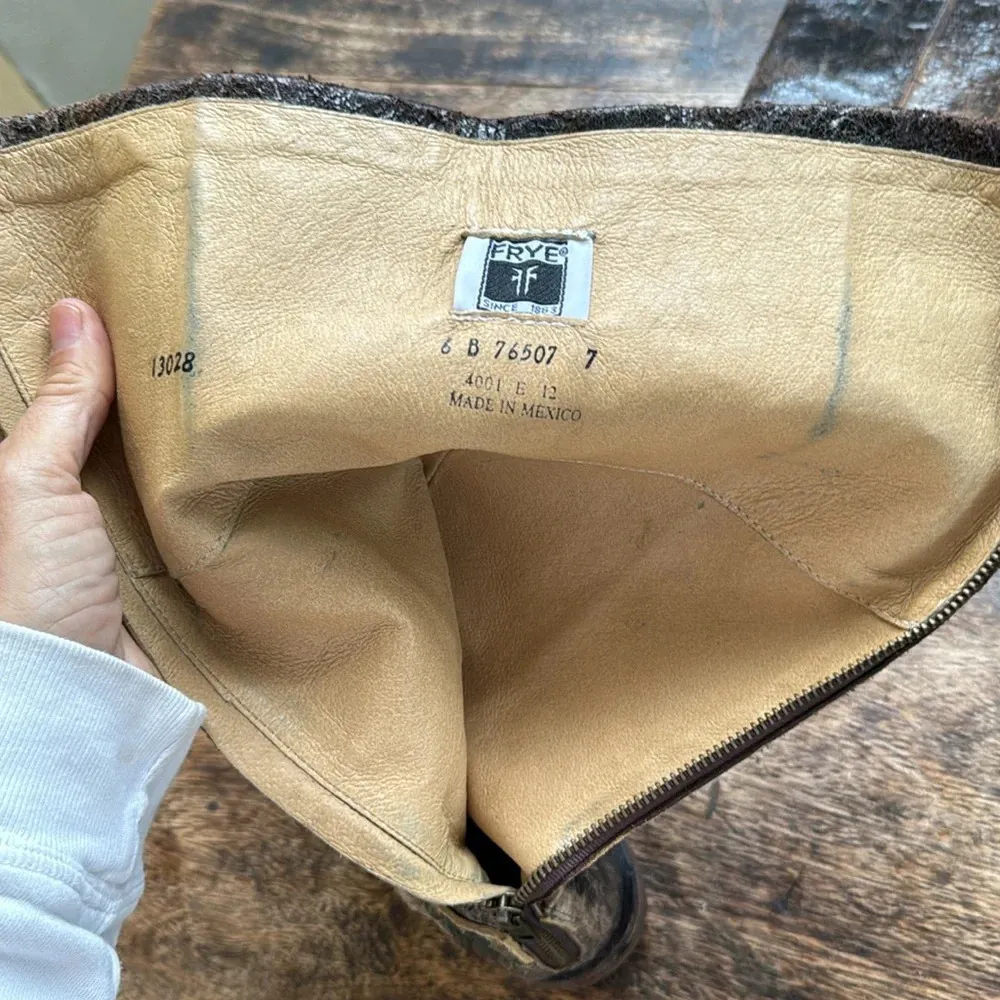 Frye signature studded harness rustic brown leather boots size 6 - Image 10