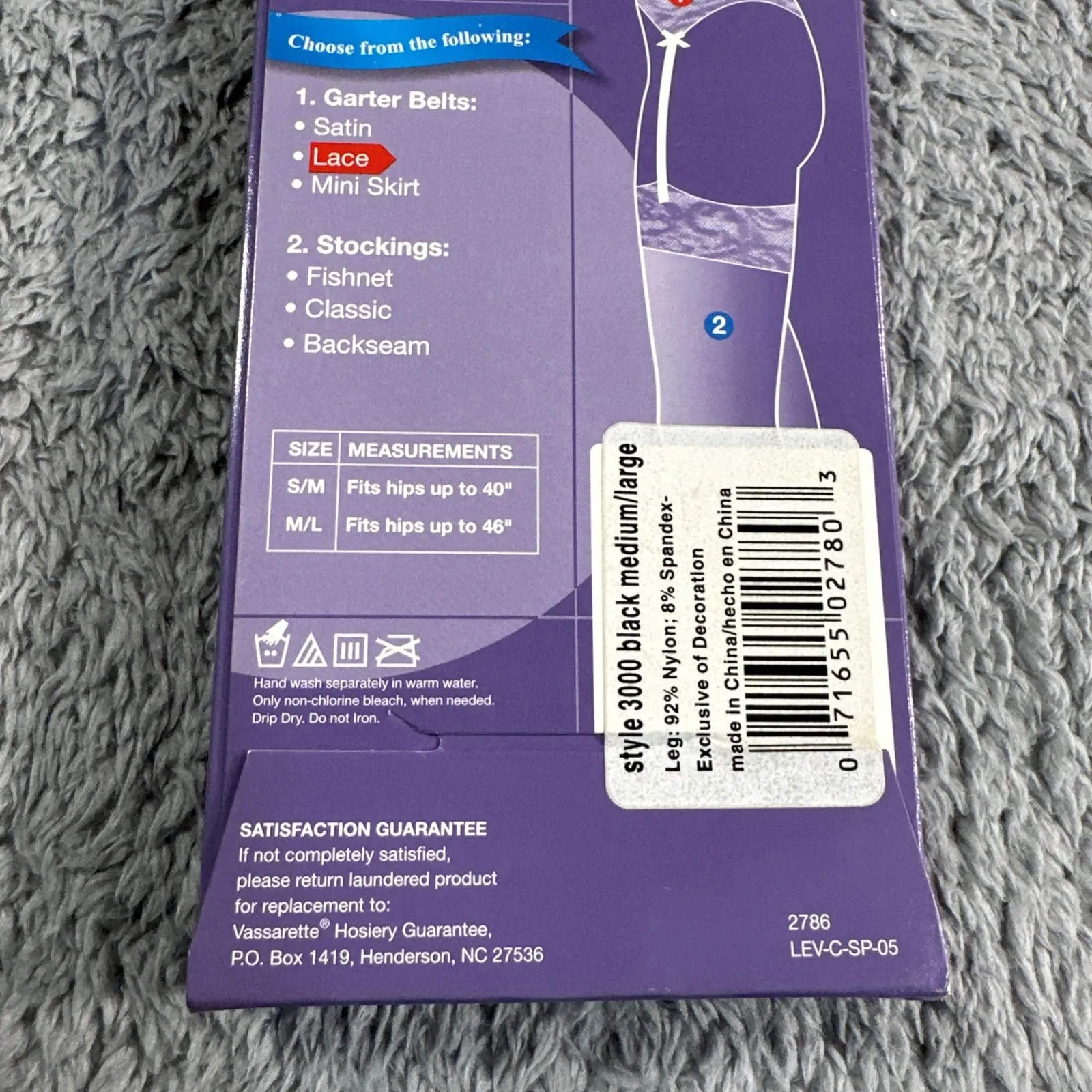 NOS VTG Black Lace Garter Belt M/L Vassarette Style #3000 Mix Nylon Lingerie - Image 8