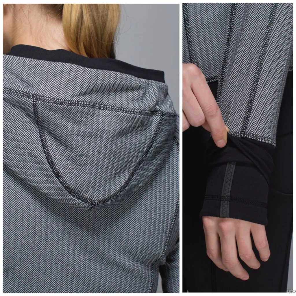 Lululemon Think Fast Hoodie Herringbone Size 6 - Image 4