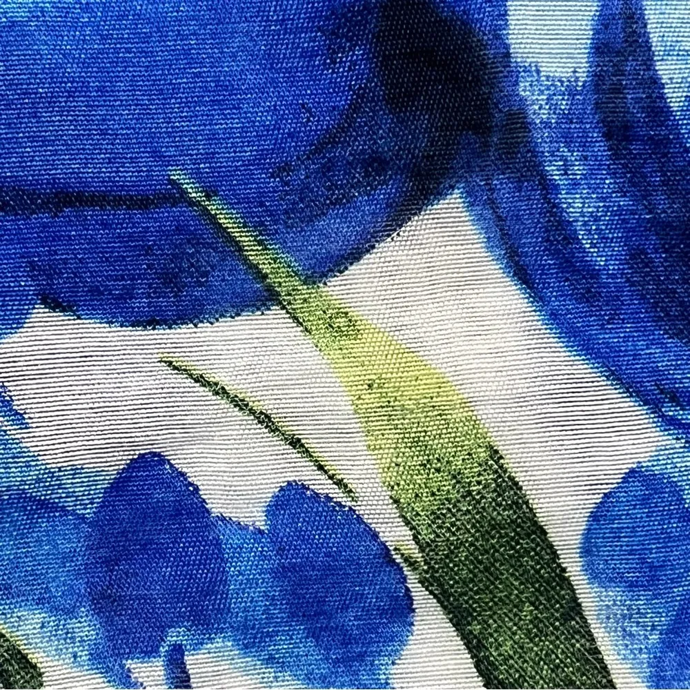 Blue Floral Button-Up Blouse Women’s Romantic Coastal Collared Shirt Long Sleeve - Image 8