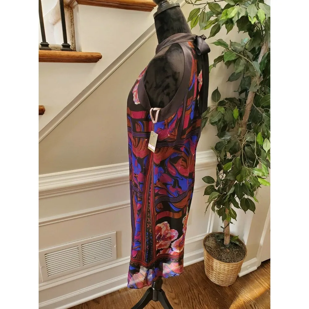 Taylor Women's Multicolor 100% Silk Halter Neck Sleeveless Knee Length Dress 6 - Image 6