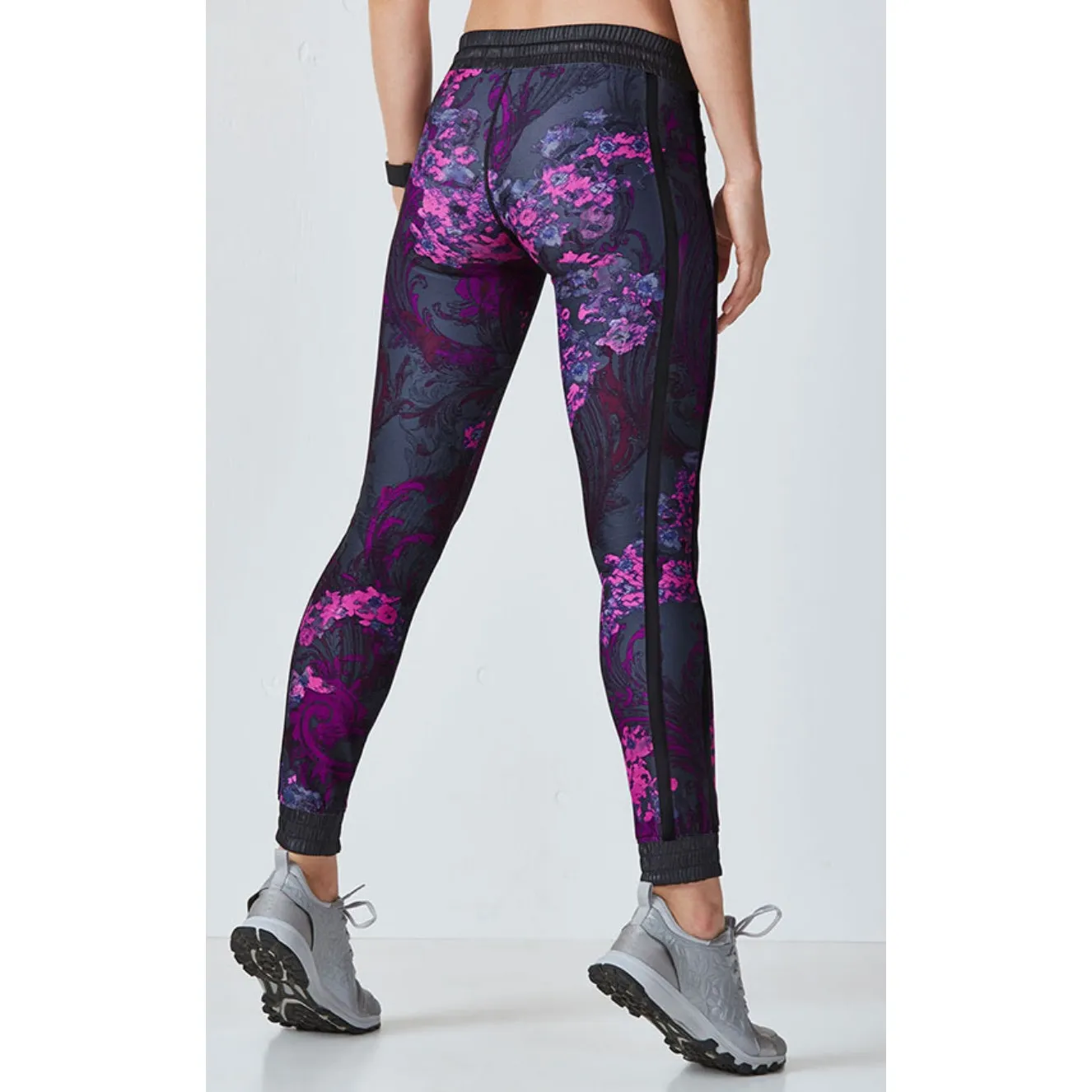 Fabletics Black Purple Floral Paisley Jogger Pants Women’s Size M Athleisure Size M - Image 2
