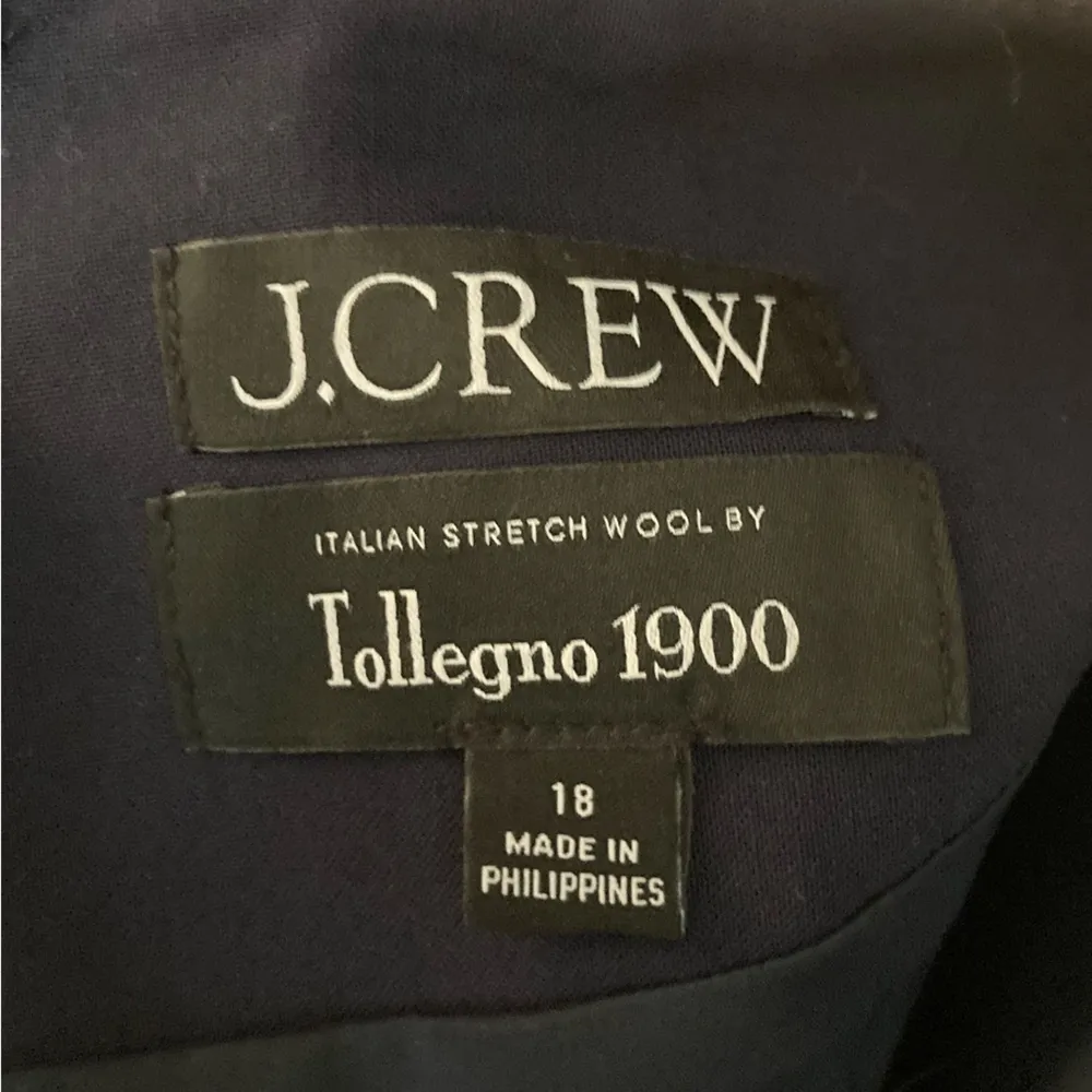 J. Crew Italian stretch wool navy blue A-line tailored knee length dress. Sz 18 - Image 7