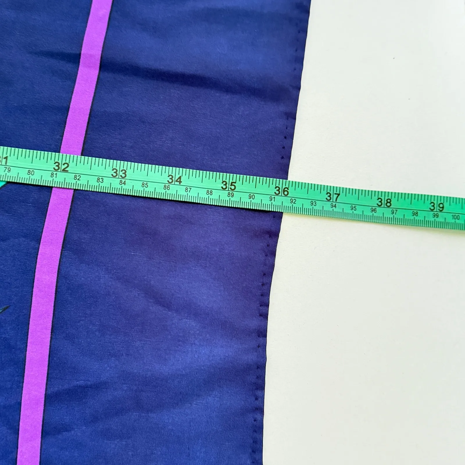 Vintage 90s Square Tropical Leaf Parrot Scarf Wrap Tropical Summer‎ 36" x 43" Blue - Image 6