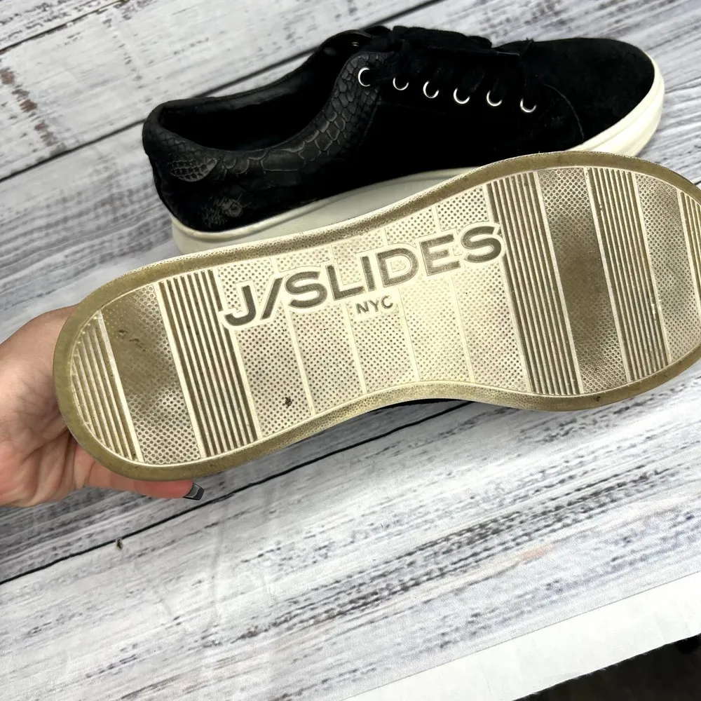 J/Slides NYC Dania Platform Suede Snake Sneaker 8.5 Black - Image 3
