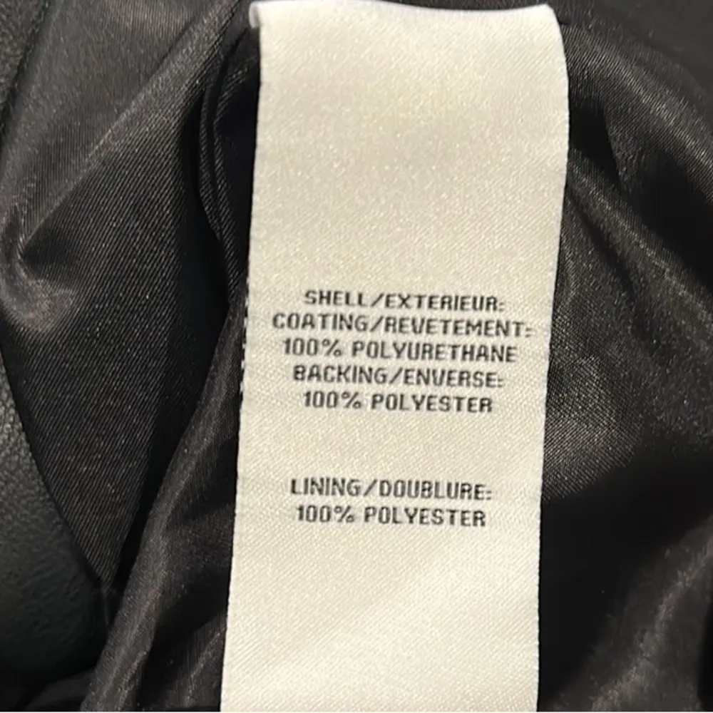 BAGATELLE VEGAN LEATHER BLACK MOTO PLEATHER ZIPPERED JACKET XS - Image 6