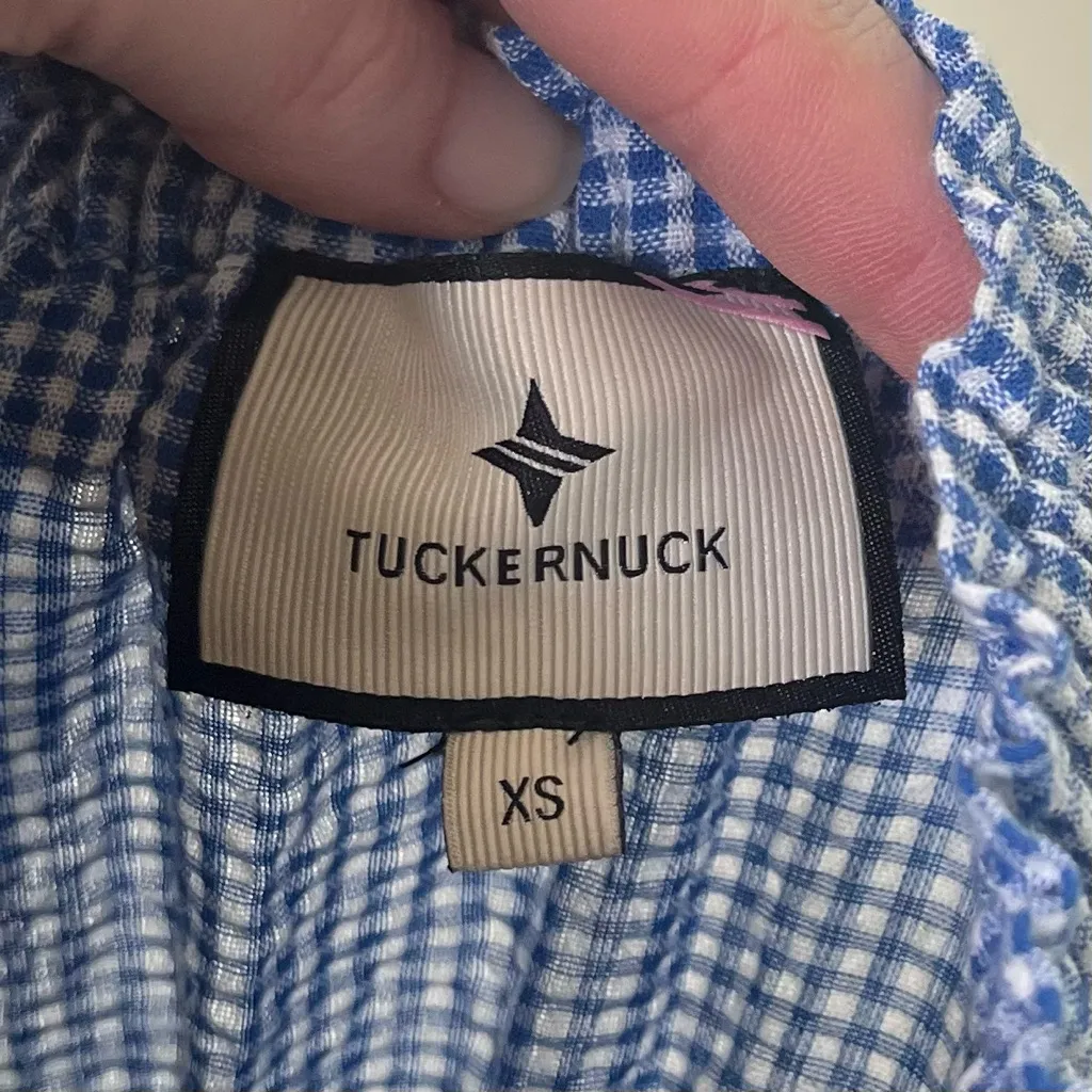 Tuckernuck Women’s Blue & White Gingham Seersucker Landis Midi Dress Size XS - Image 4