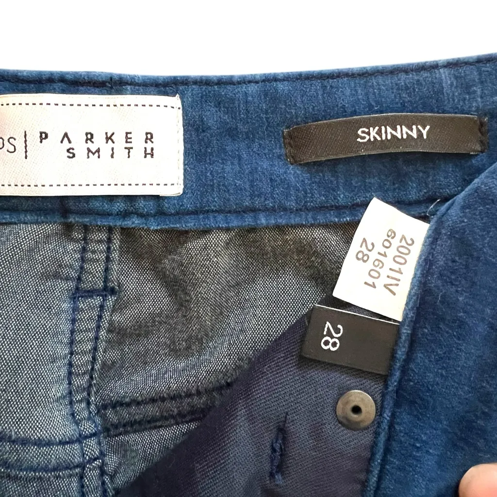 Velour Parker Smith Womens Sz 28 -5 Pockets Skinny Blue Pants Designer Excellent - Image 3