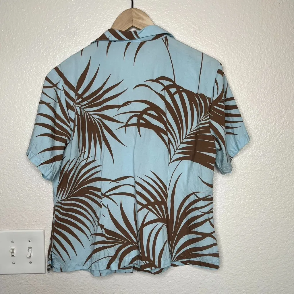 Hilo hattie vintage womens hawaiian casual button down shirt size large tropical Blue - Image 8