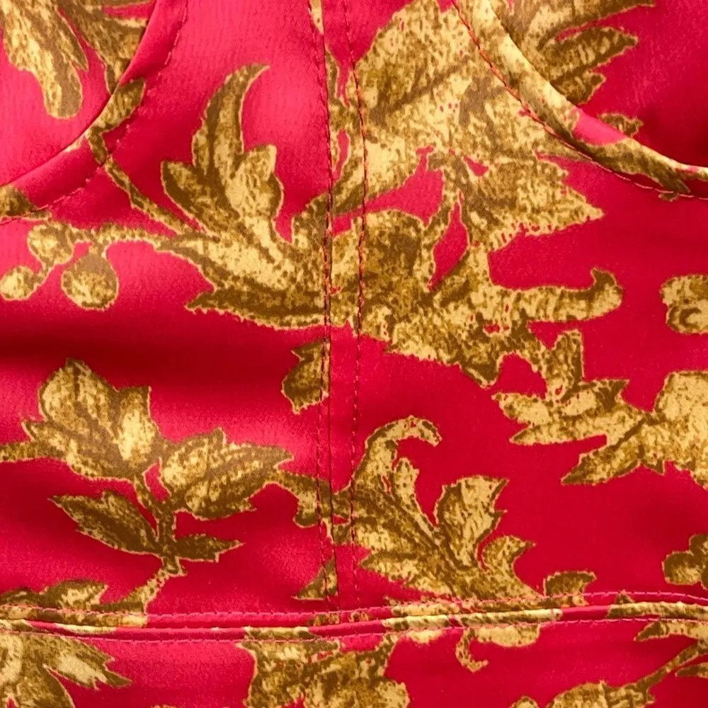 New Urban Outfitters Mini Slip Dress Red Gold Bustier Satin Size XS Extra Small - Image 4