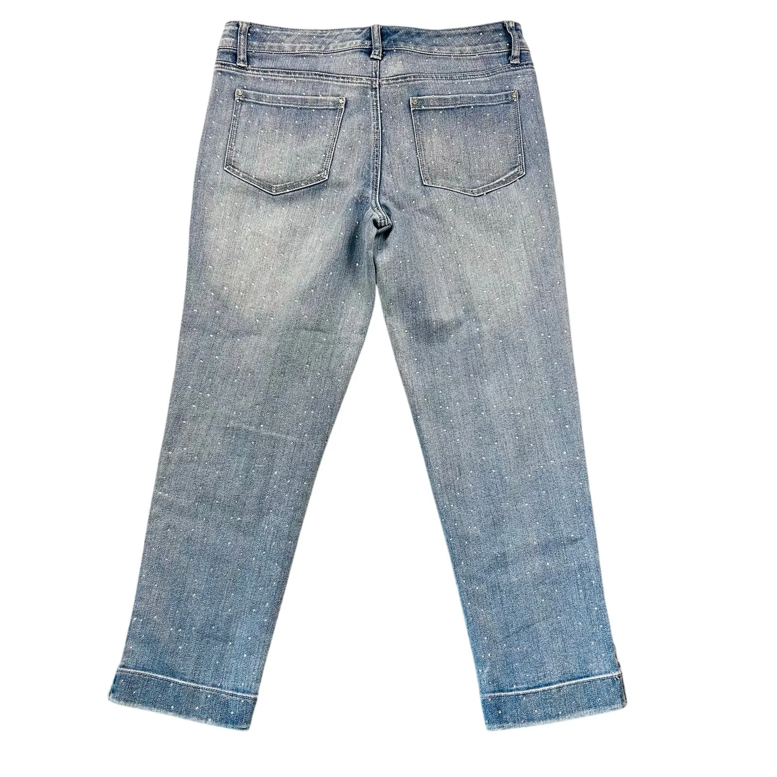 Y2K Cache Jeans All Over Rhinestone Studded Bling Vintage Denim Cropped Capri 6 - Image 2