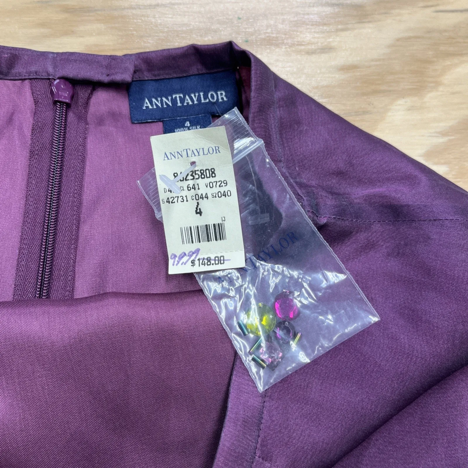 Deadstock Ann Taylor Silk Maxi Skirt Size 4 Purple Whimsygoth Fairygoth Party - Image 9