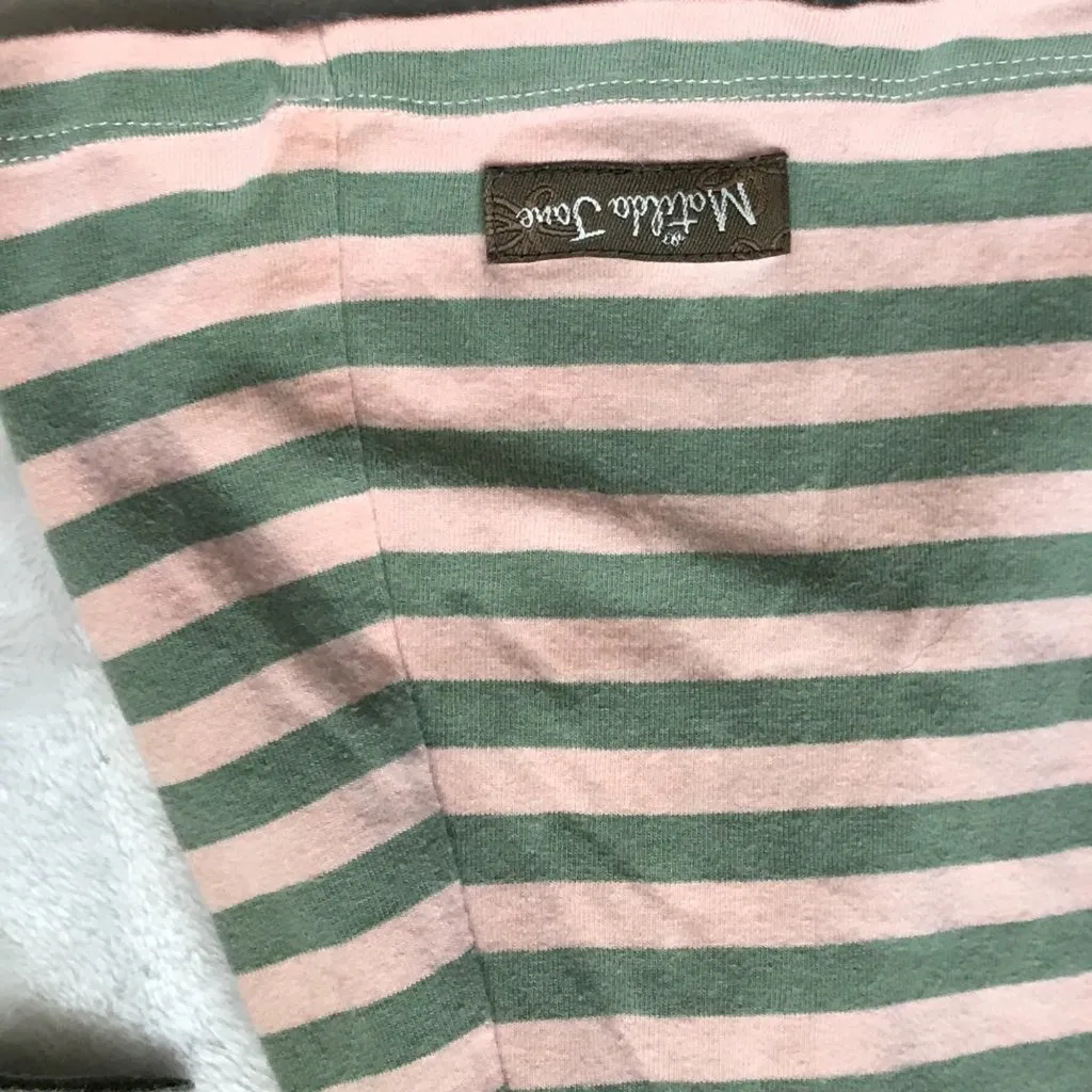 Matilda Jane Off The Grid Long Sleeve Tunic Top‎ Pink Green Stripes Women's M - Image 4