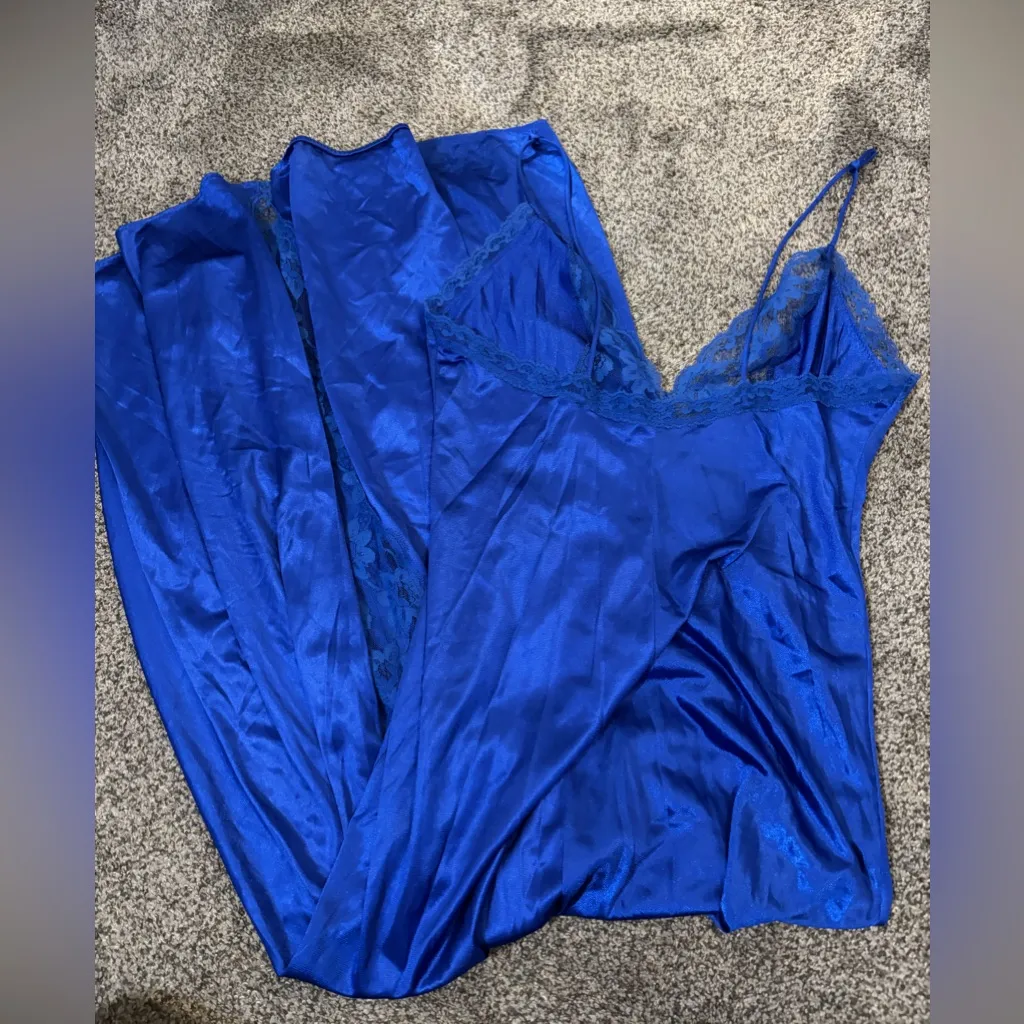 Vintage Royal Blue Maxi Slip Dress Size M - Image 2