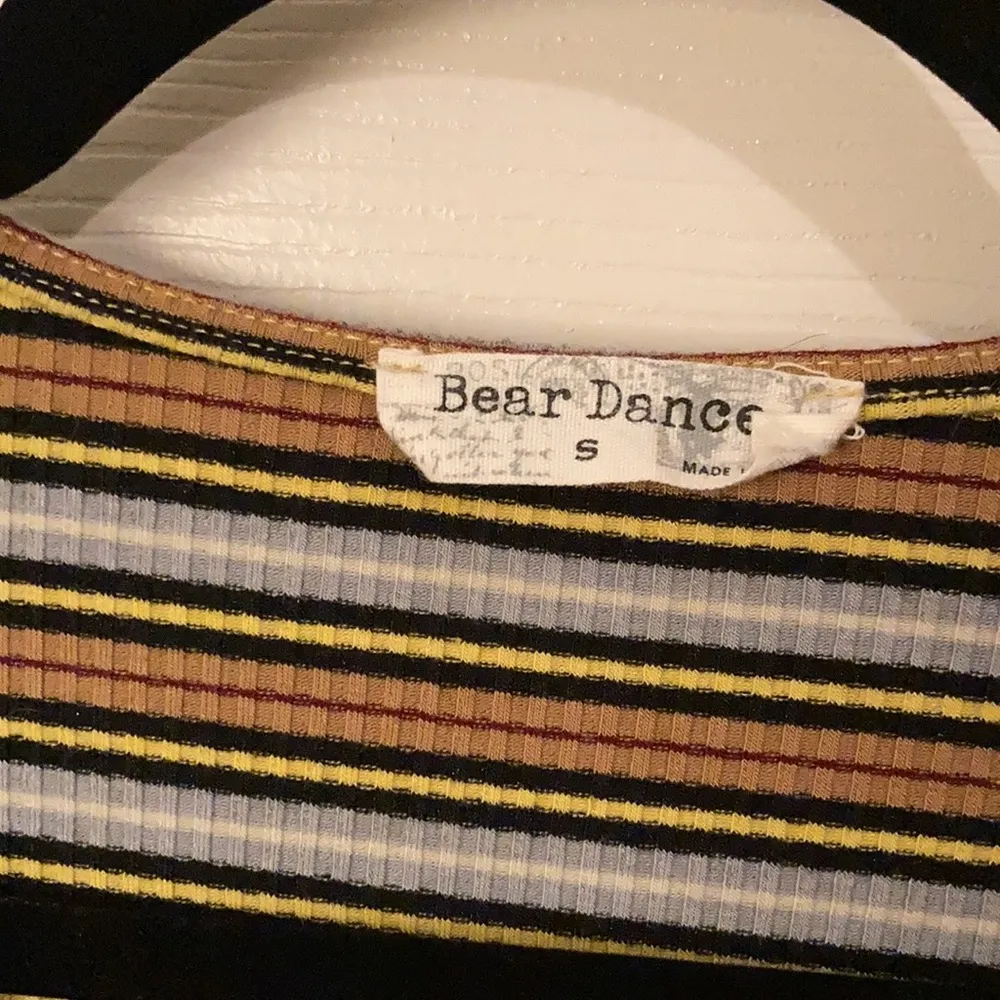 Bear Dance Ribbed Bodycon V-Neck Mini Dress Striped Long Sleeve Small Like New - Image 7