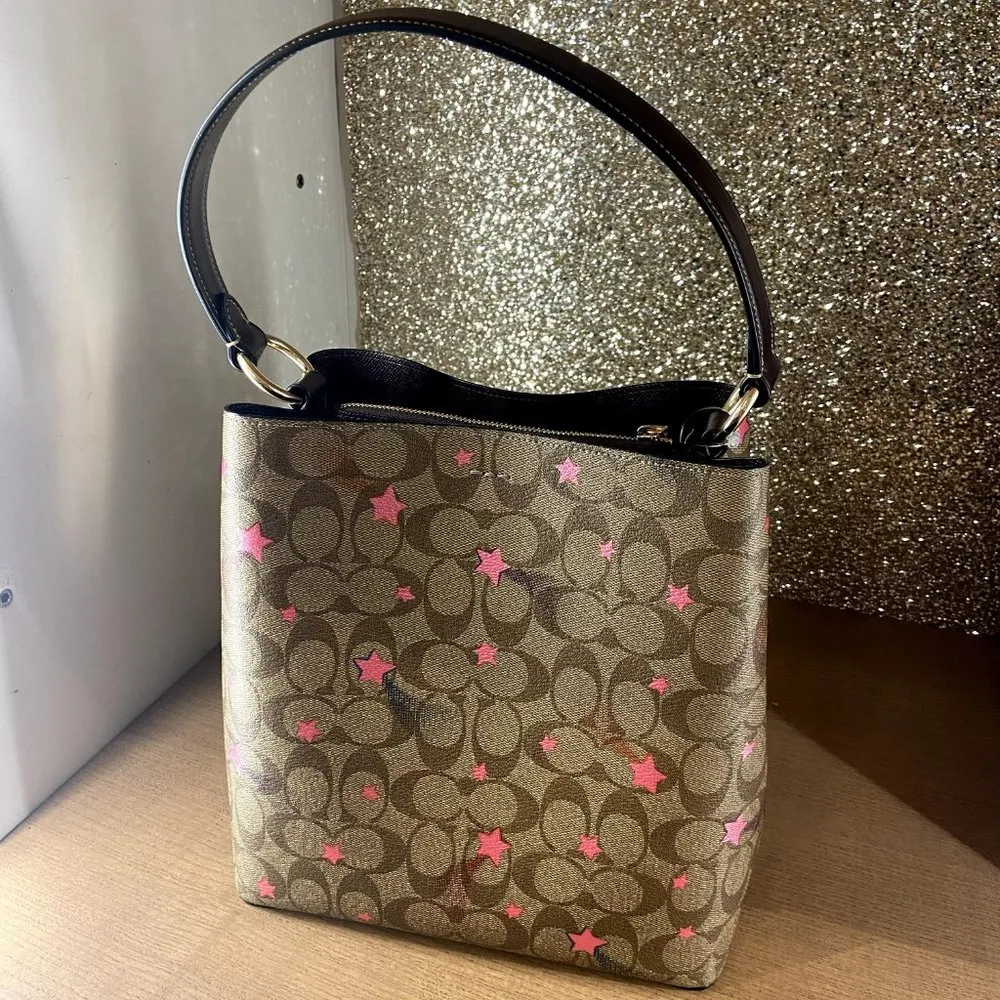 Coach Town Bucket Bag In Signature Canvas With Disco Star Print c6923 - Image 3