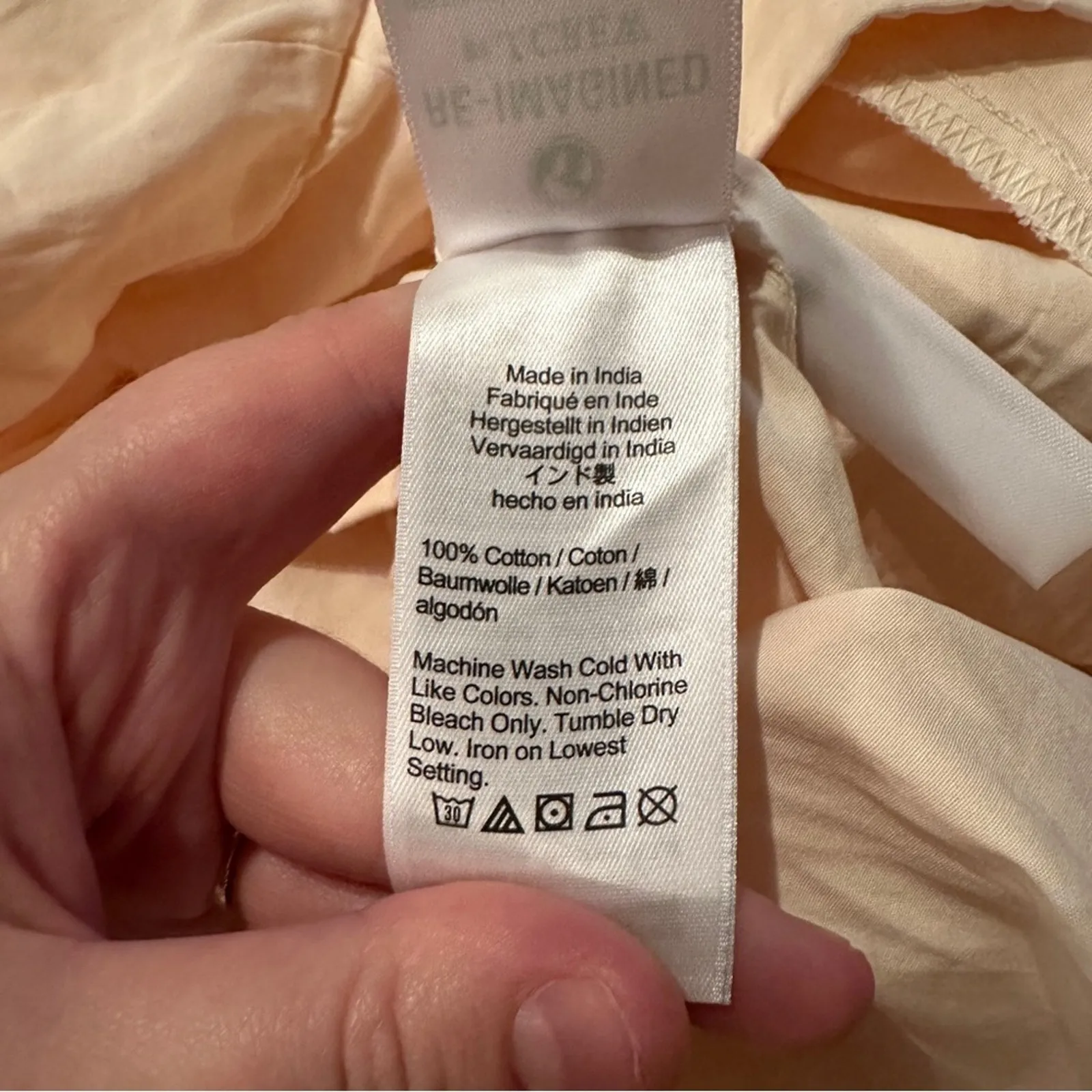 J. Crew Cotton Poplin Tie-Sleeve Button-Front Romper in Palest Peach‎ Sz L - Image 9