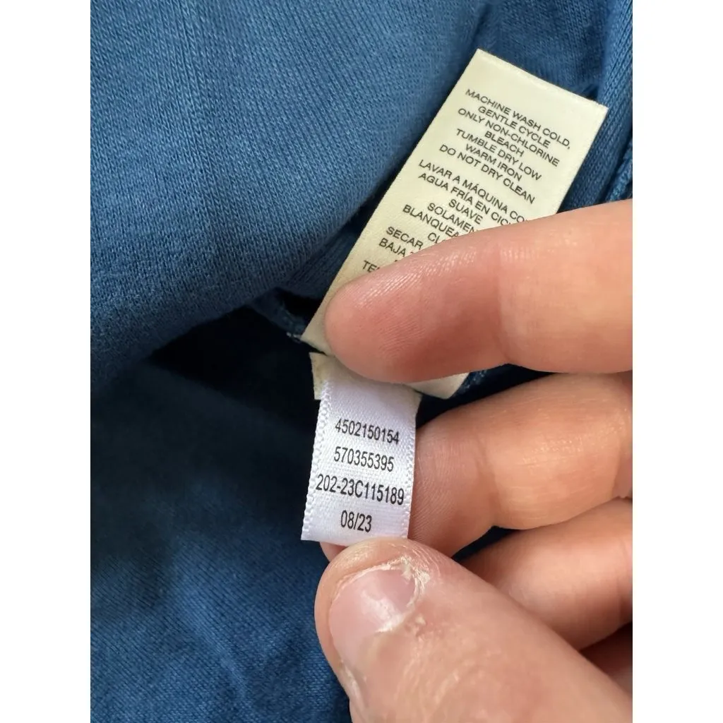 By Chico's Women's Blue Short Sleeve T Shirt Size 3 Buttons Cotton Preppy Casual - Image 9