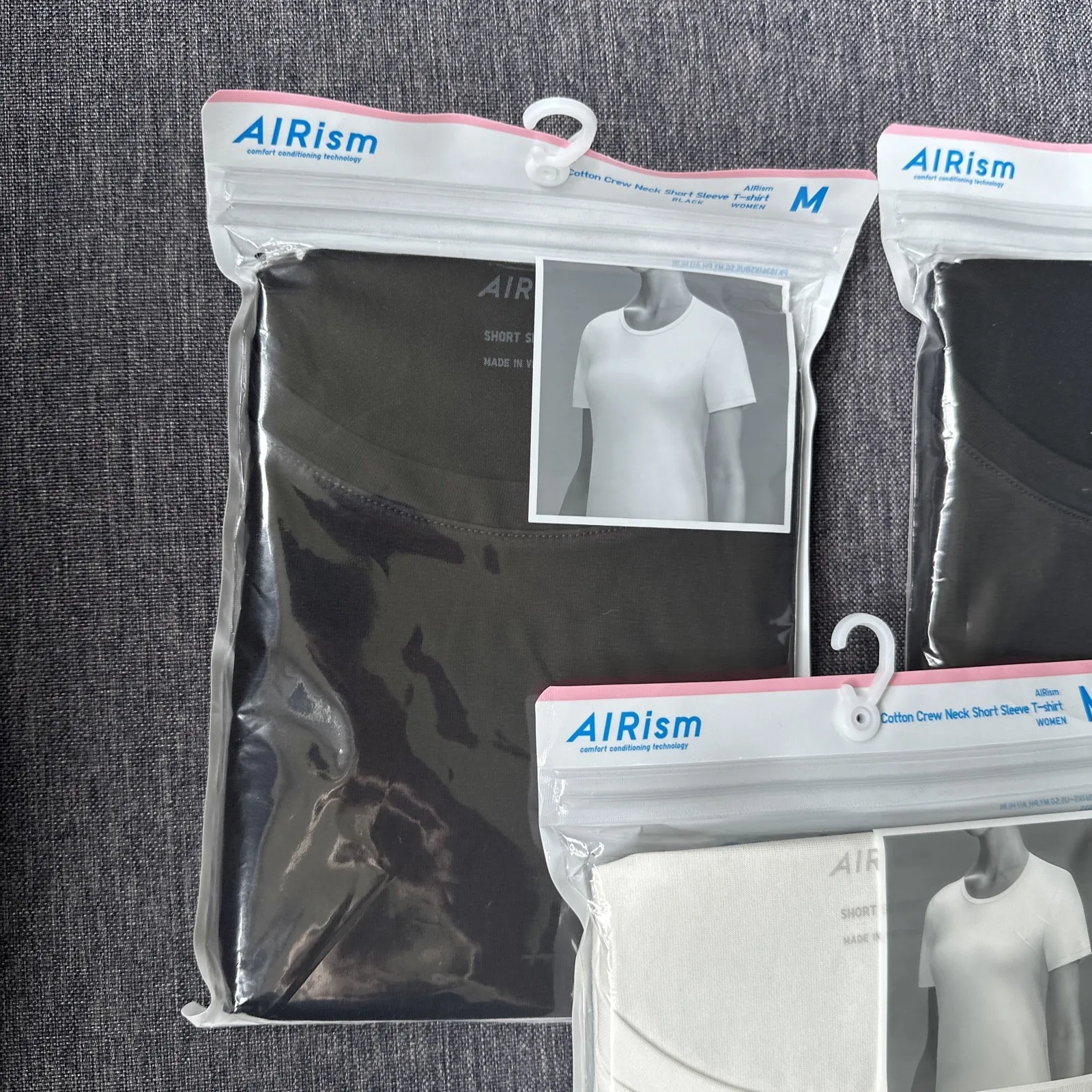 3 NEW Uniqlo AIRism Women Cotton Crew Neck Short Sleeve Tshirt SZ M BLACK WHITE - Image 3