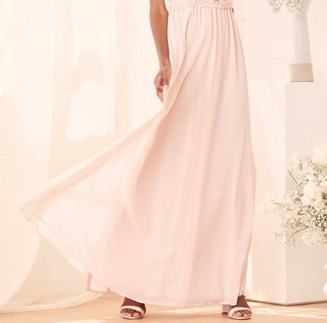 Lulu's Don't Let Go True Blush Halter Maxi Bridesmaid Formal Dress Sz SMALL NWT - Image 2