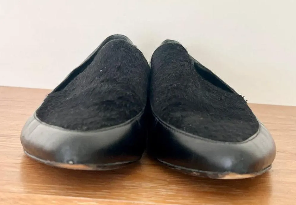 Vince Nikita Calf Hair Leather Slip On Flat Loafers Black Women's Size US 9 / 40 - Image 8